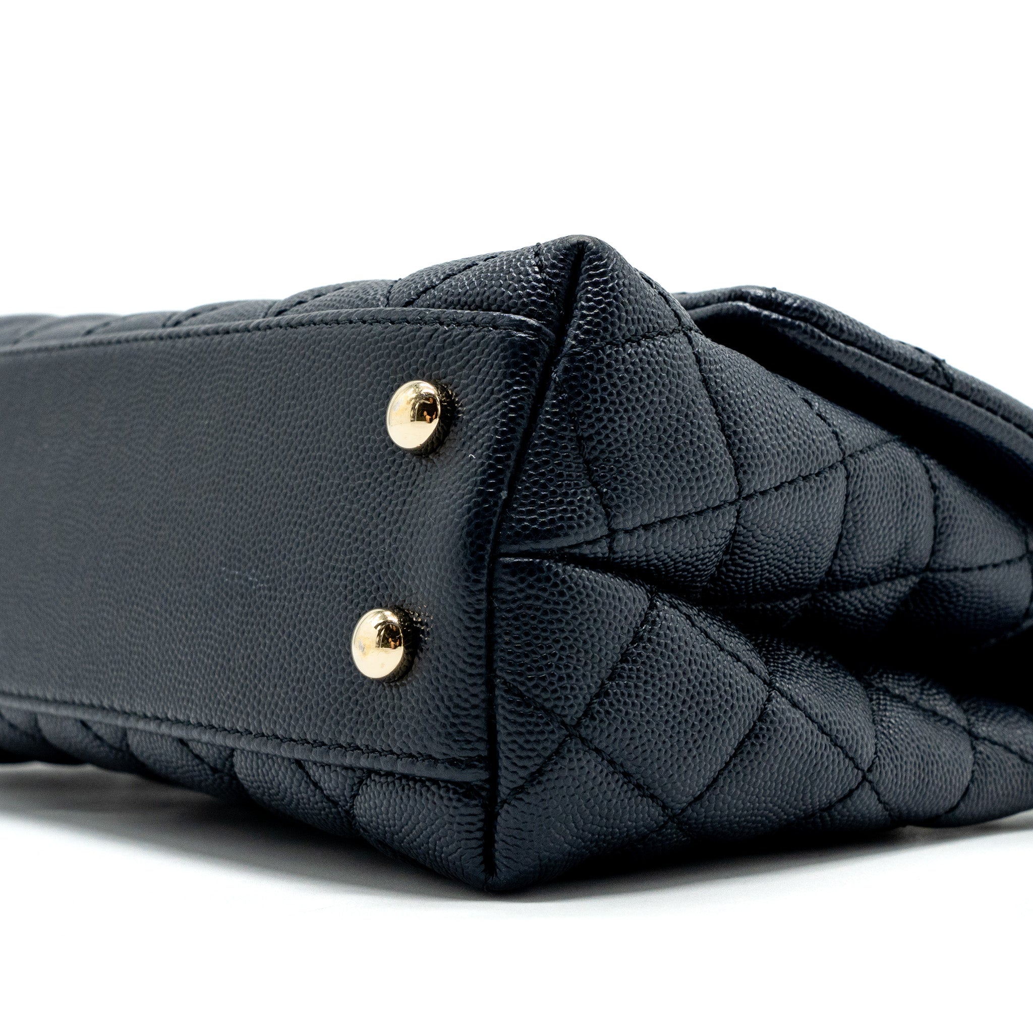 CHANEL SMALL COCO HANDLE BAG CAVIAR NAVY LGHW