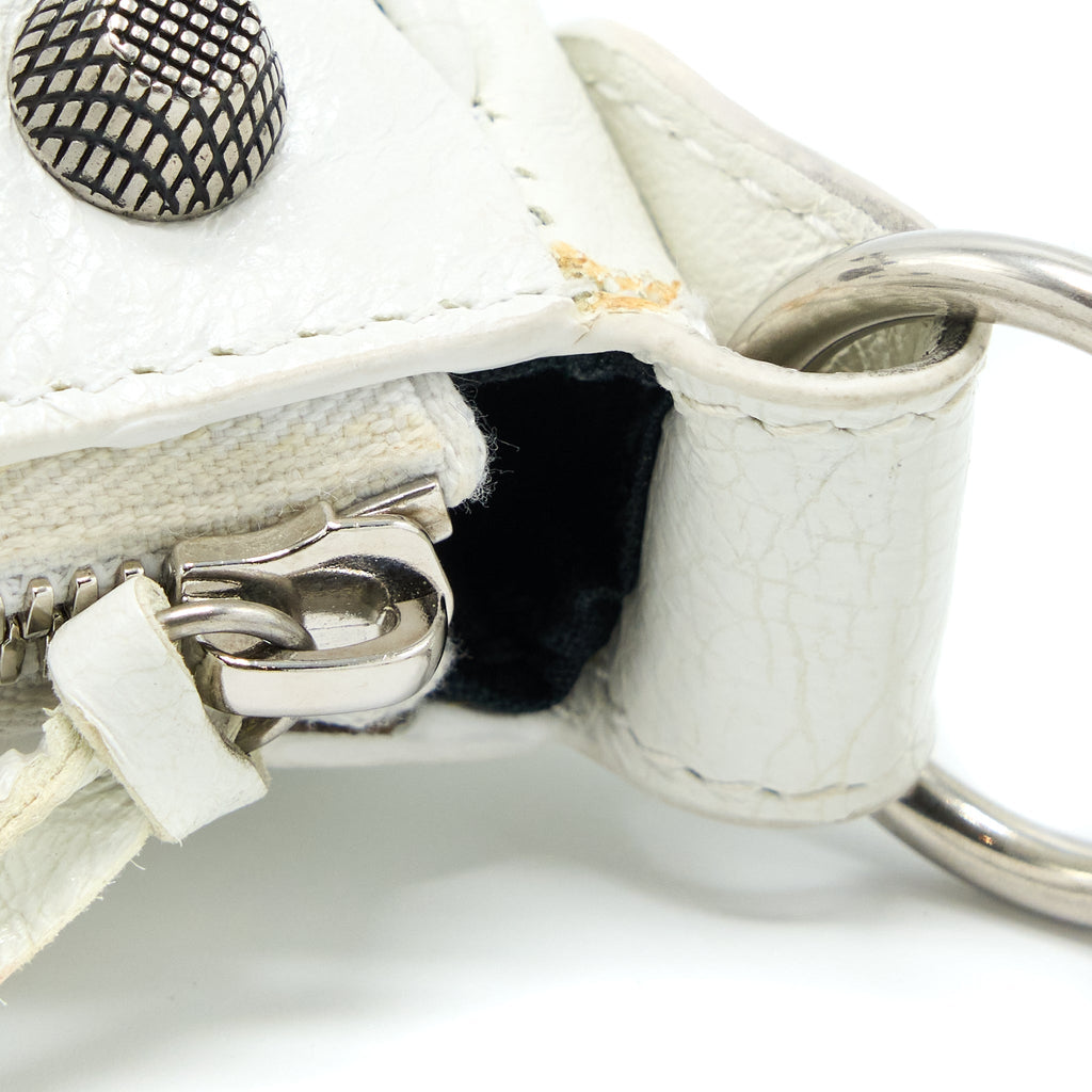 BALENCIAGA LE CAGOLE XS SHOULDER BAG LAMBSKIN WHITE SHW