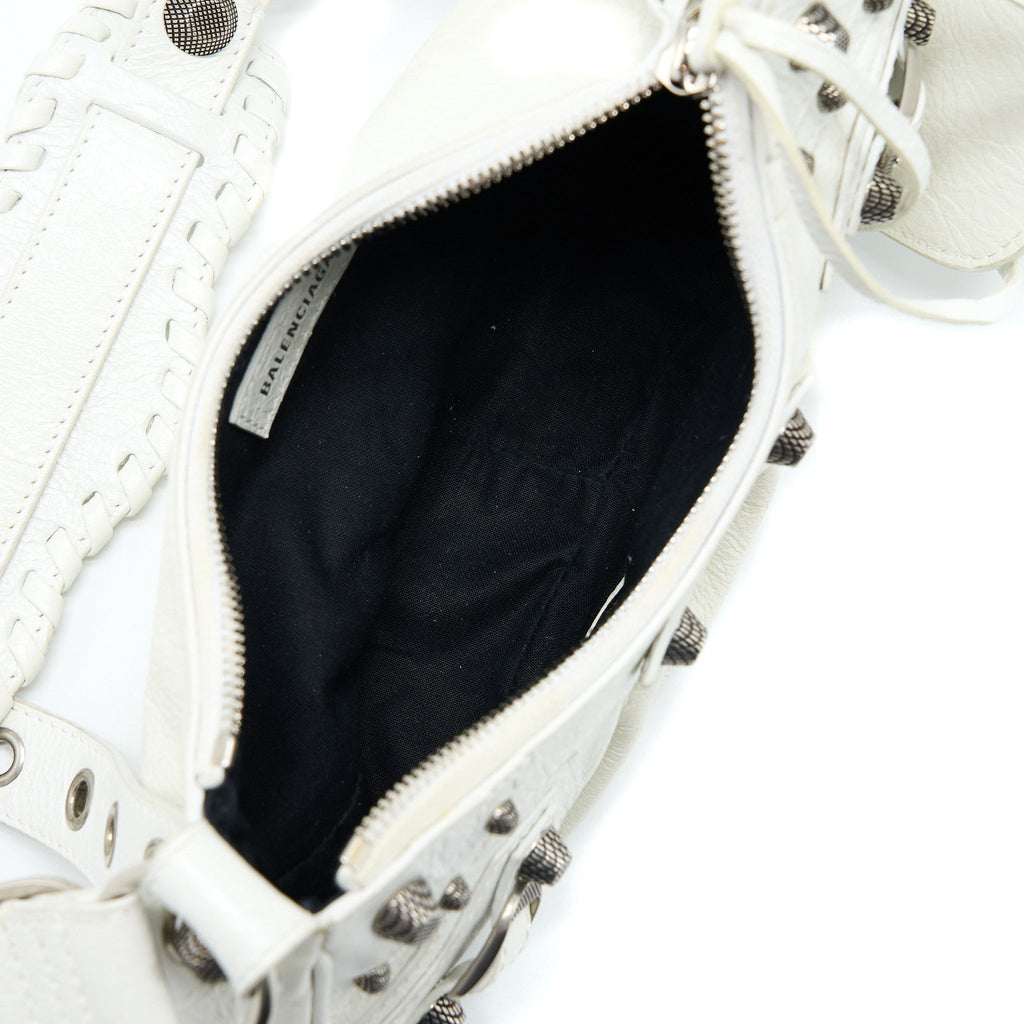 BALENCIAGA LE CAGOLE XS SHOULDER BAG LAMBSKIN WHITE SHW