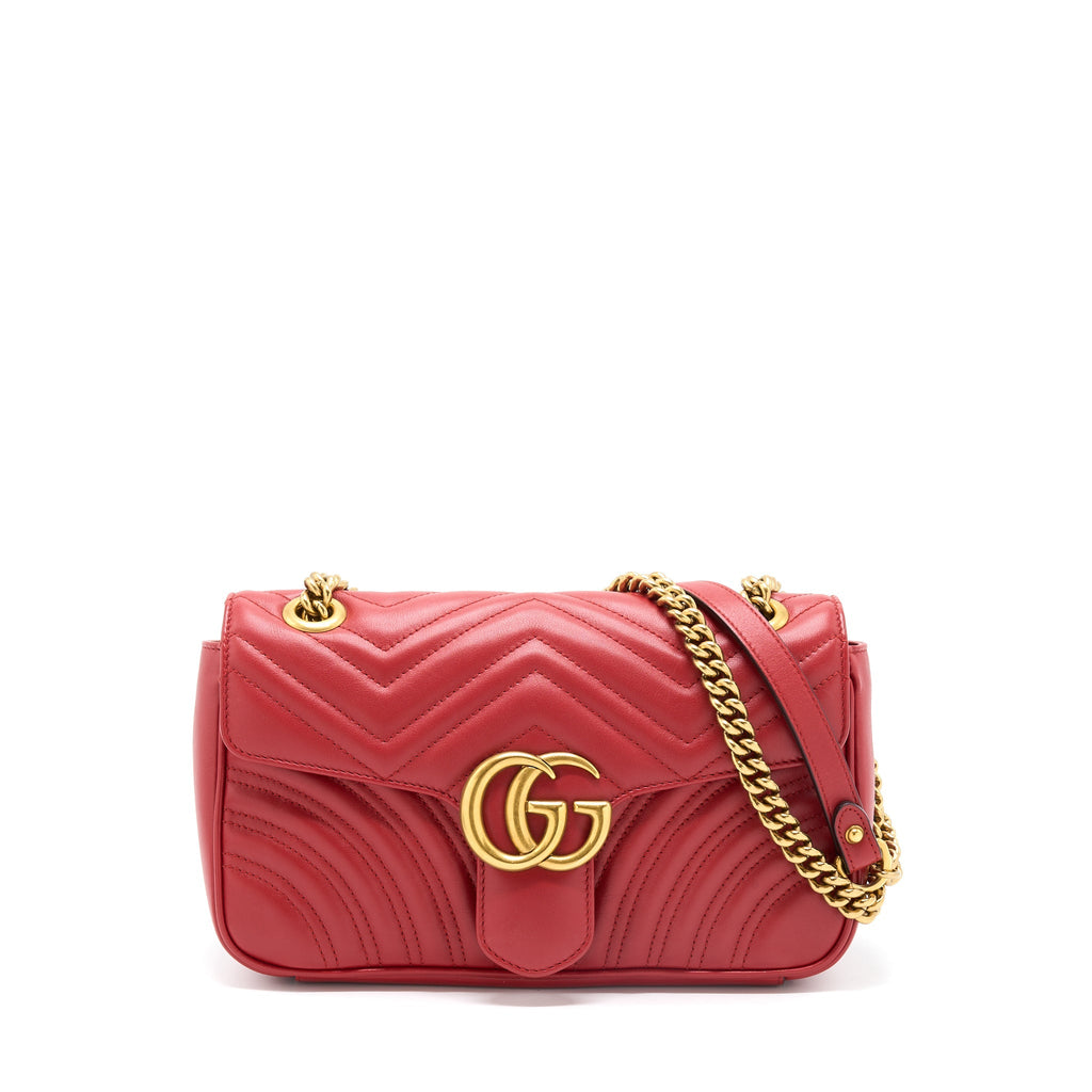 GUCCI SMALL GG MARMONT BAG RED GHW