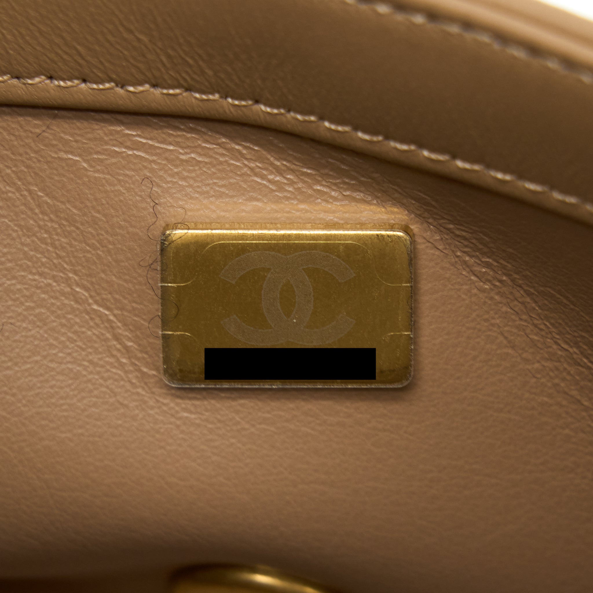 CHANEL 22S PEARL CRUSHED MINI RECTANGULAR LAMBSKIN DARK BEIGE GHW(MICROCHIP)