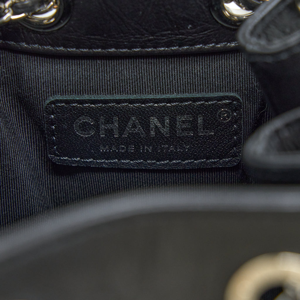 CHANEL 20S DRAWSTRING BUCKET BAG AGED CALFSKIN BLACK SHW