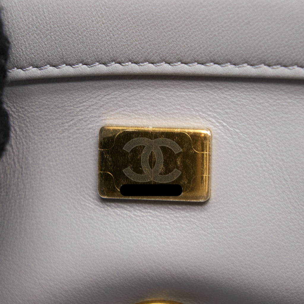 CHANEL PEARL CRUSH MINI RECTANGULAR FLAP BAG LAMBSKIN LIGHT GREY GHW (MICROCHIP)