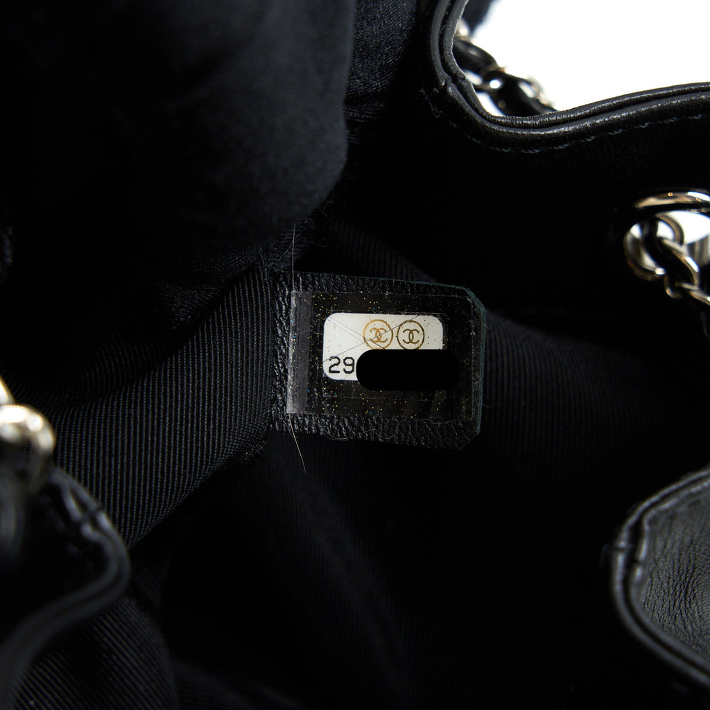 CHANEL 20S DRAWSTRING BUCKET BAG AGED CALFSKIN BLACK SHW
