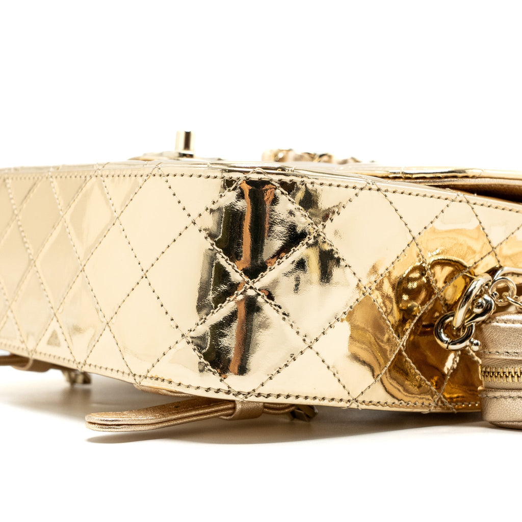 CHANEL 24C BACKPACK WITH STAR PATENT GOLD LGHW (MICROCHIP)