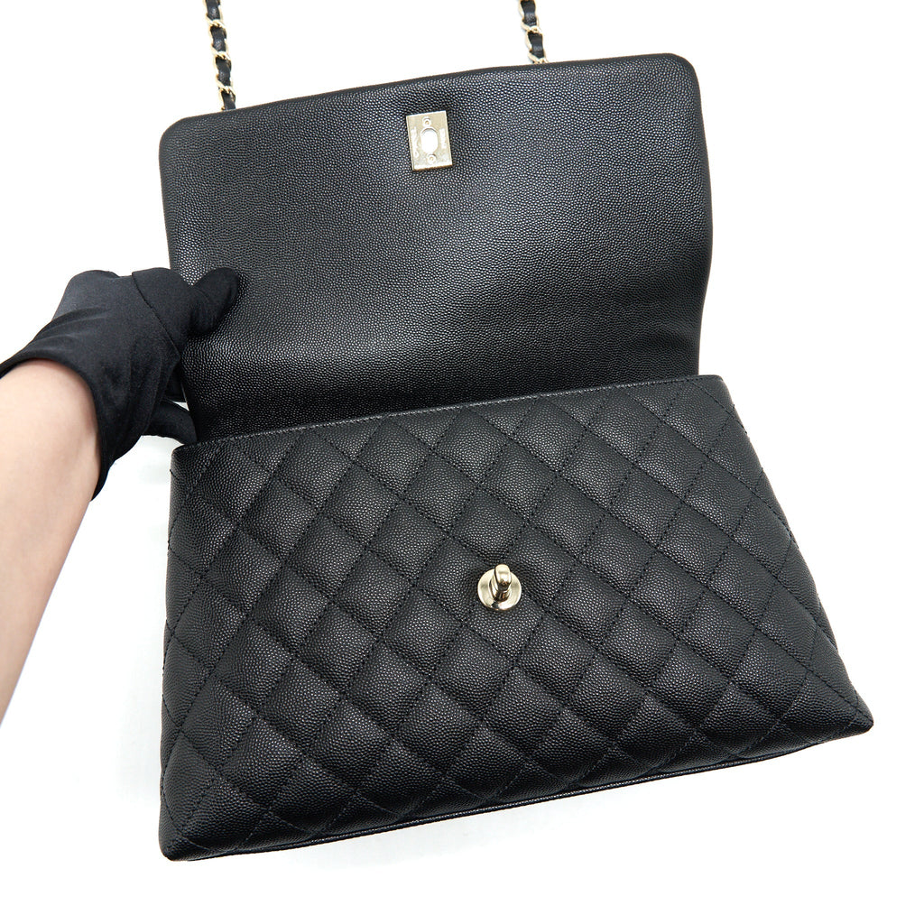 CHANEL MEDIUM COCO HANDLE CAVIAR BLACK LGHW