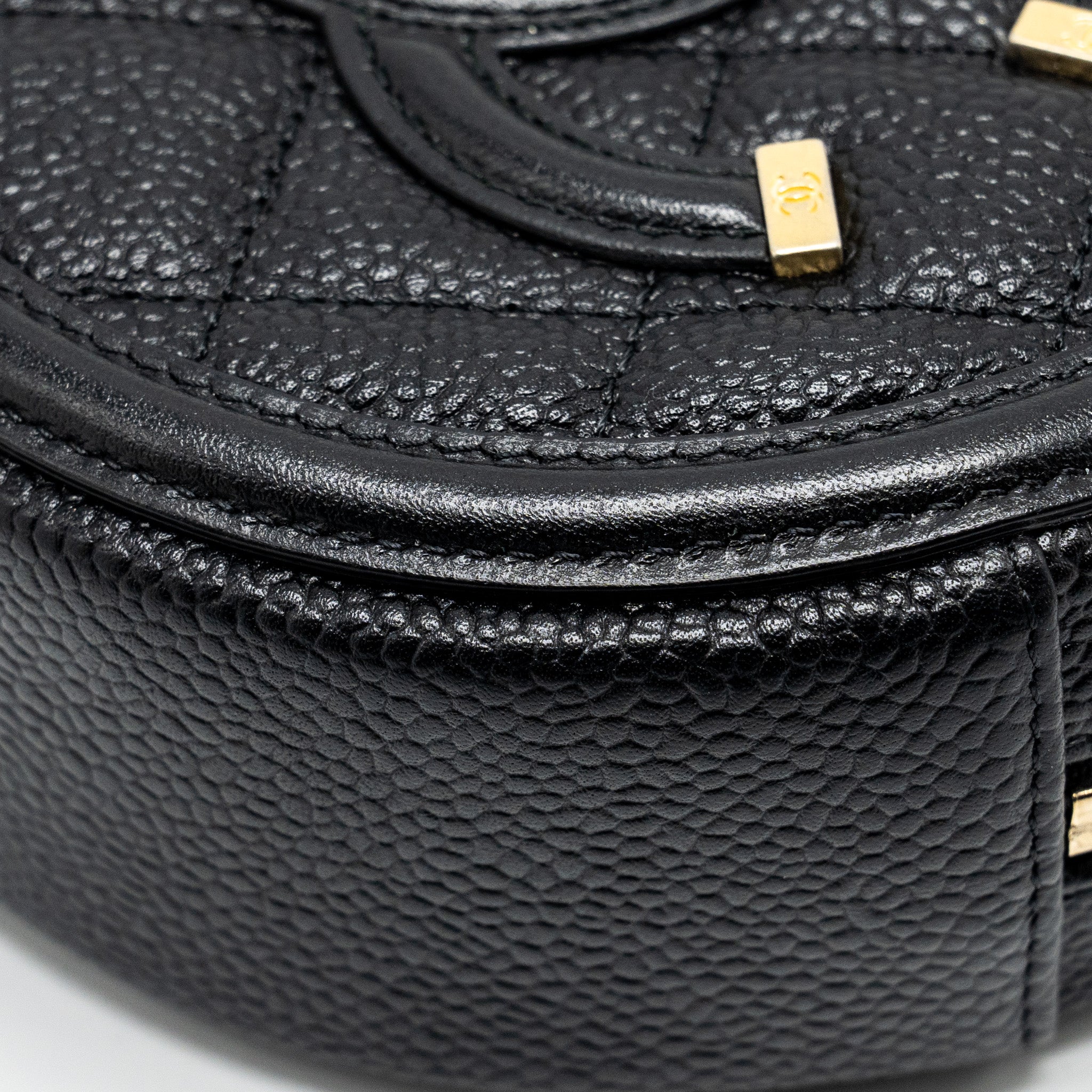 CHANEL CC FILIGREE QUILTED ROUND CROSSBODY BAG CAVIAR BLACK GHW