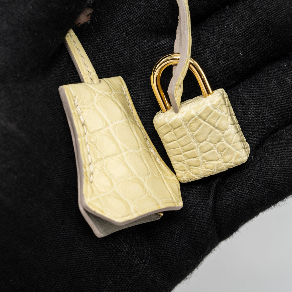 HERMES KELLY 25 ALLIGATOR MISSISSIPPIENSIS MATT GRIS PERLE / VANIELLE LGHW