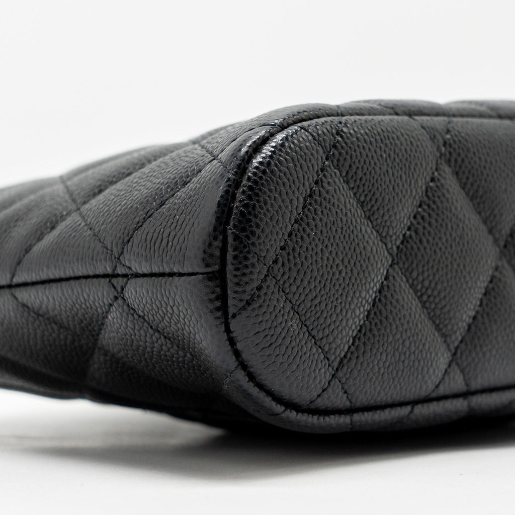 CHANEL CLASSIC CC CLUTCH WITH CHAIN CAVIAR BLACK LGHW (MICROCHIP)