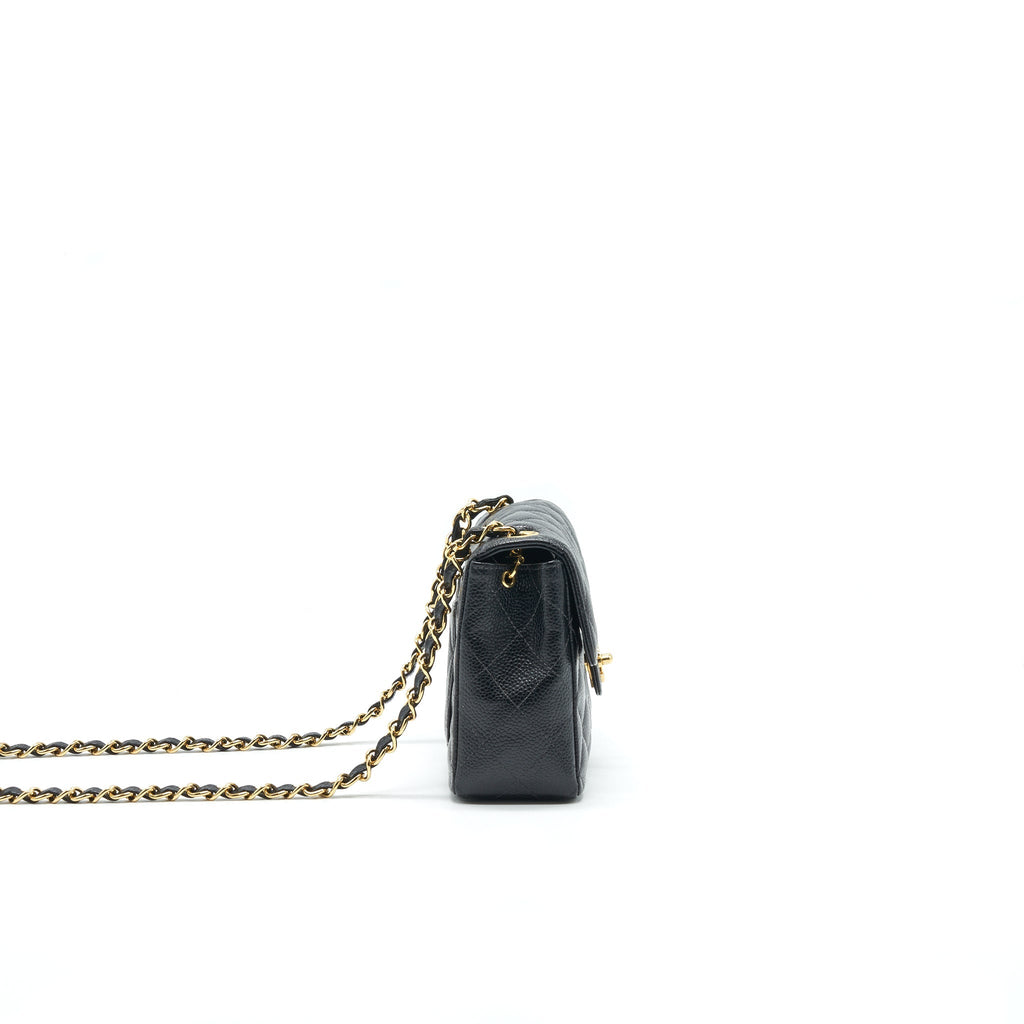 CHANEL VINTAGE MINI SQUARE FLAP BAG CAVIAR BLACK GHW