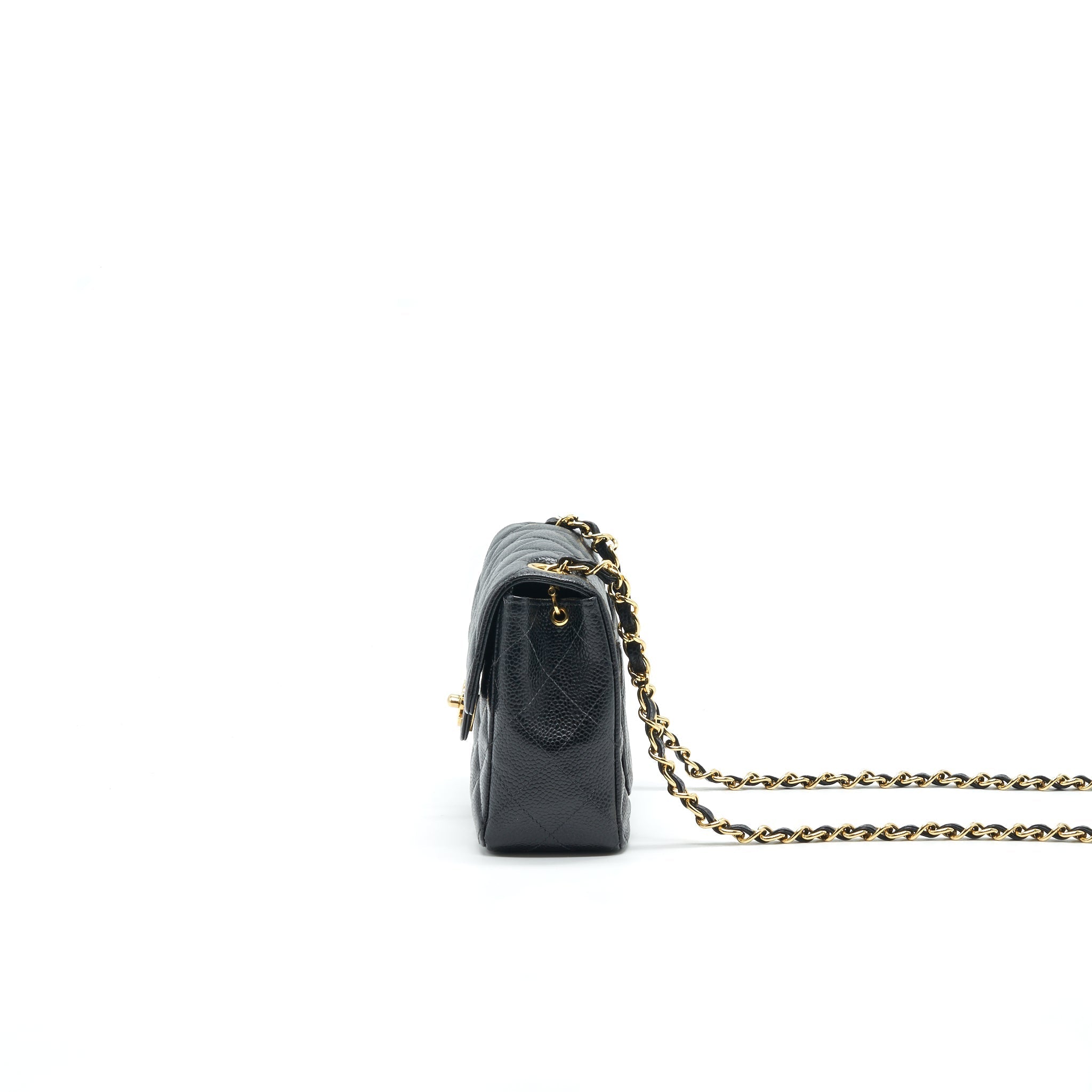 CHANEL VINTAGE MINI SQUARE FLAP BAG CAVIAR BLACK GHW