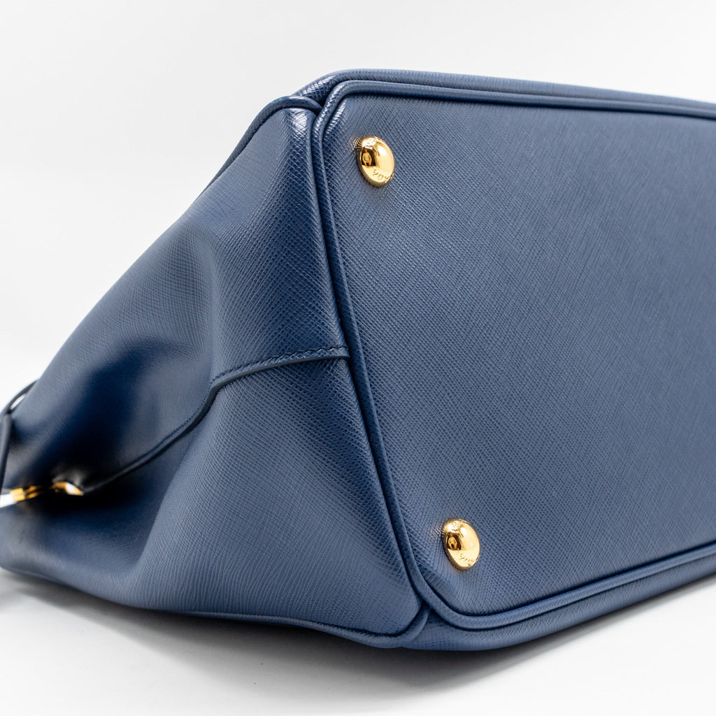 PRADA LARGE SAFFIANO TOTE BAG GALLERIA SAFFIANO LEATHER BLUETTE GHW