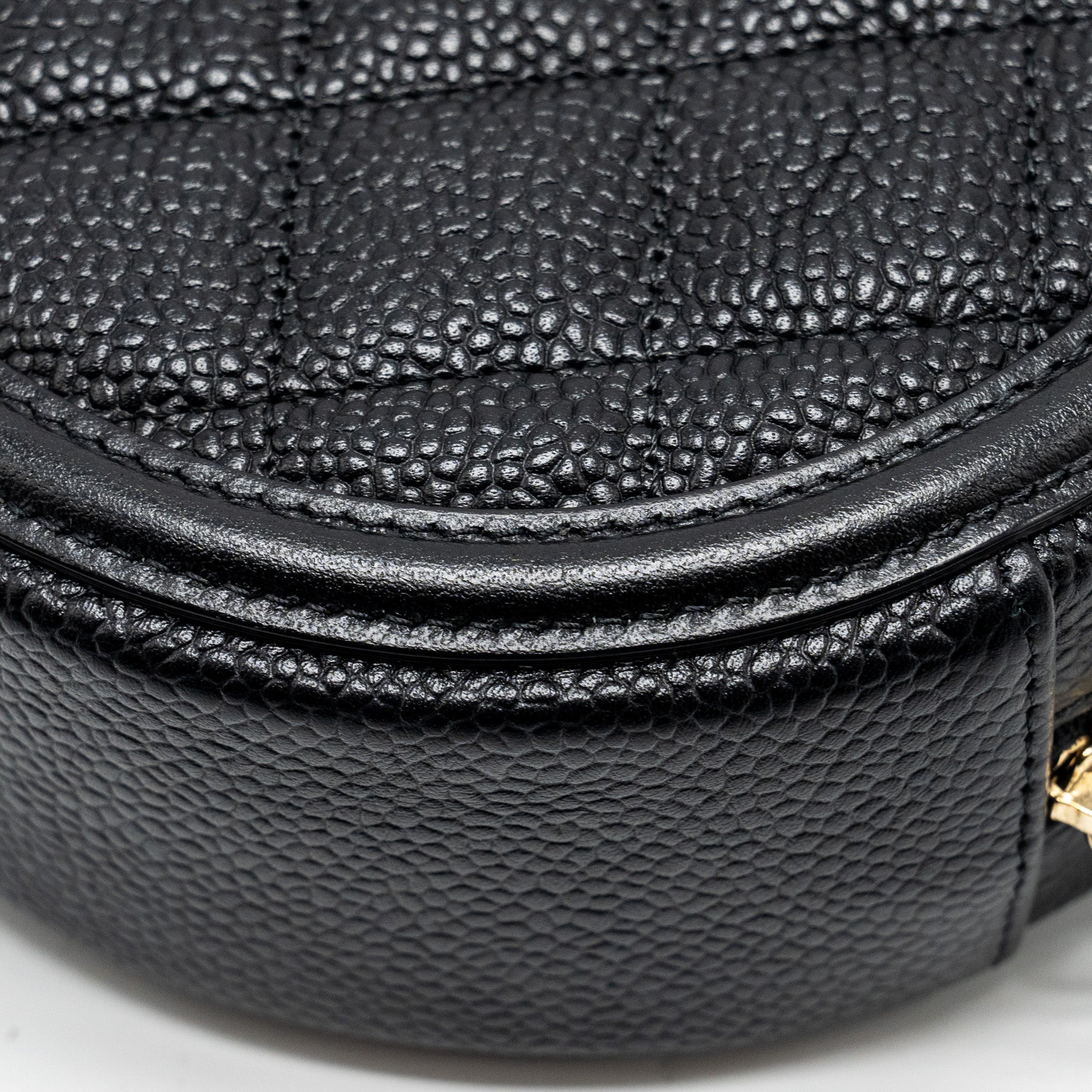 CHANEL CC FILIGREE QUILTED ROUND CROSSBODY BAG CAVIAR BLACK GHW