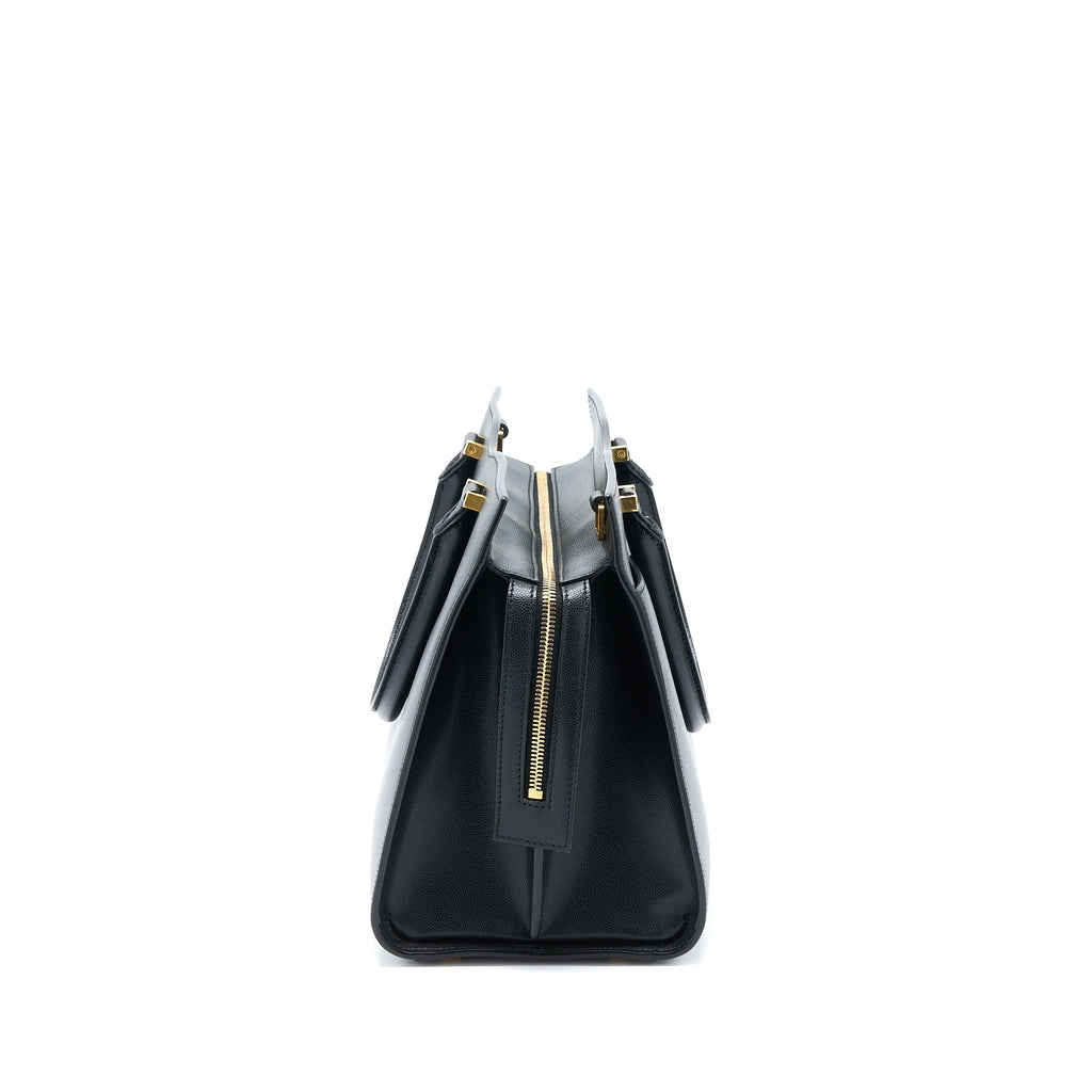 SAINT LAURENT/YSL MEDIUM UPTOWN TOTE BAG CALFSKIN BLACK GHW