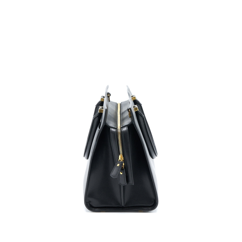 SAINT LAURENT/YSL MEDIUM UPTOWN TOTE BAG CALFSKIN BLACK GHW