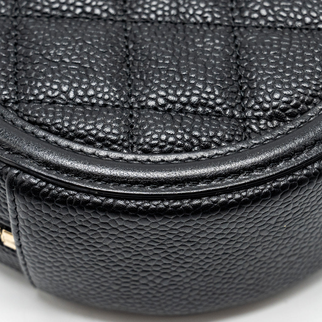 CHANEL CC FILIGREE QUILTED ROUND CROSSBODY BAG CAVIAR BLACK GHW