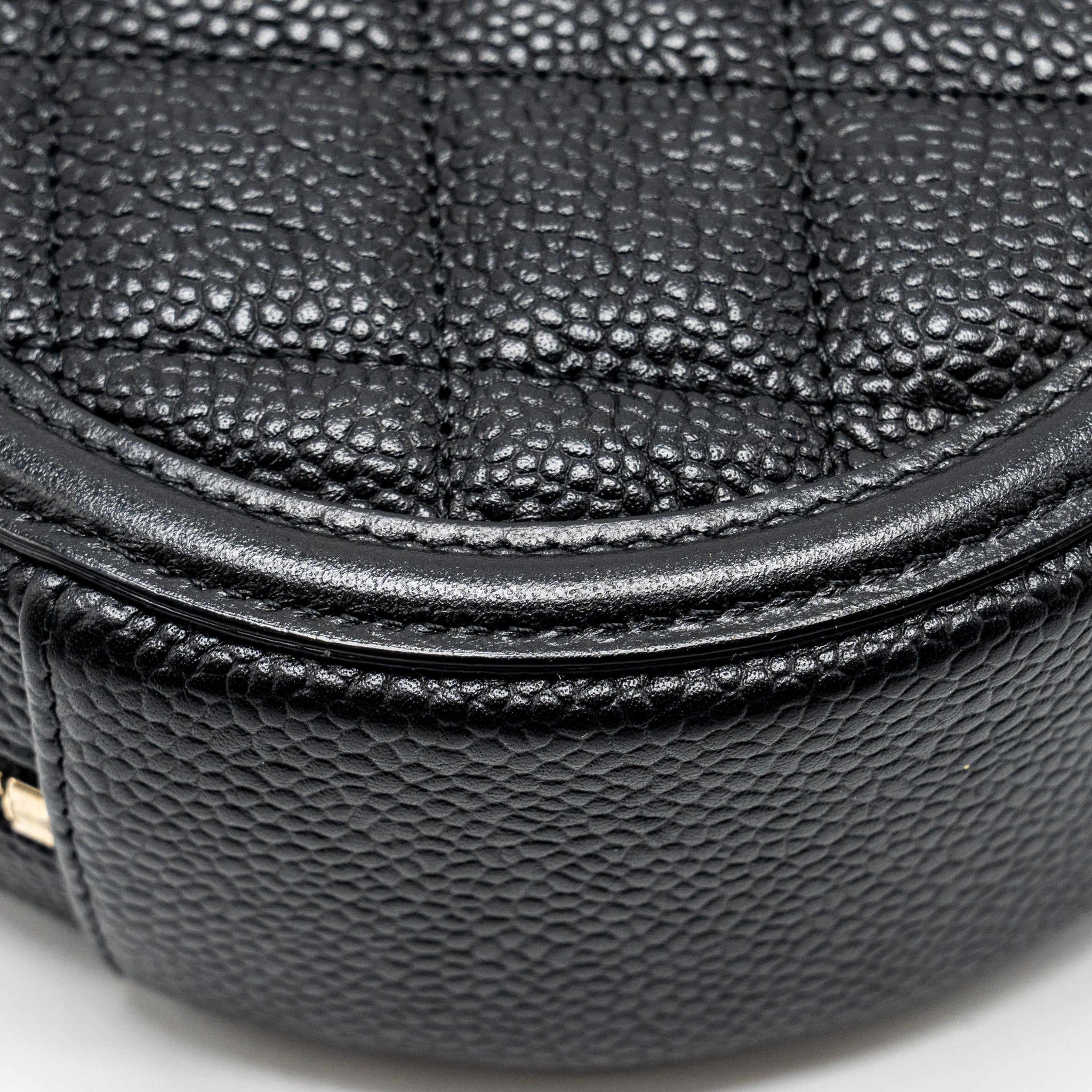 CHANEL CC FILIGREE QUILTED ROUND CROSSBODY BAG CAVIAR BLACK GHW
