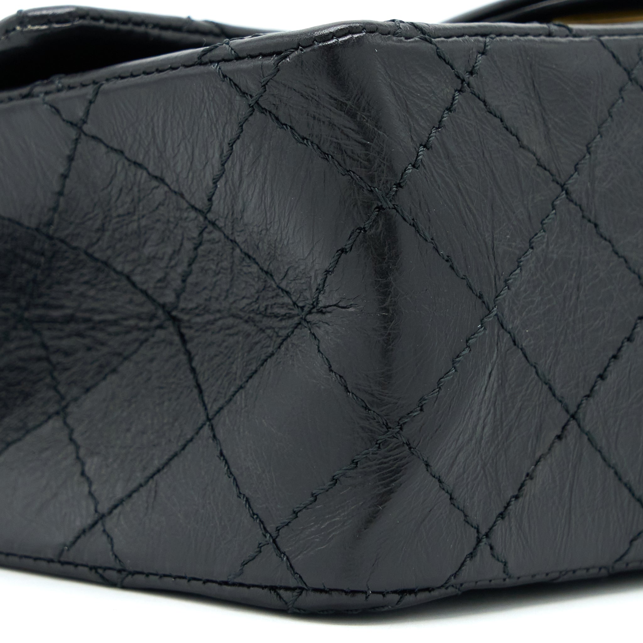 CHANEL MINI REISSUE 2.55 FLAP BAG AGED CALFSKIN BLACK BRUSHED GHW (MICROCHIP)
