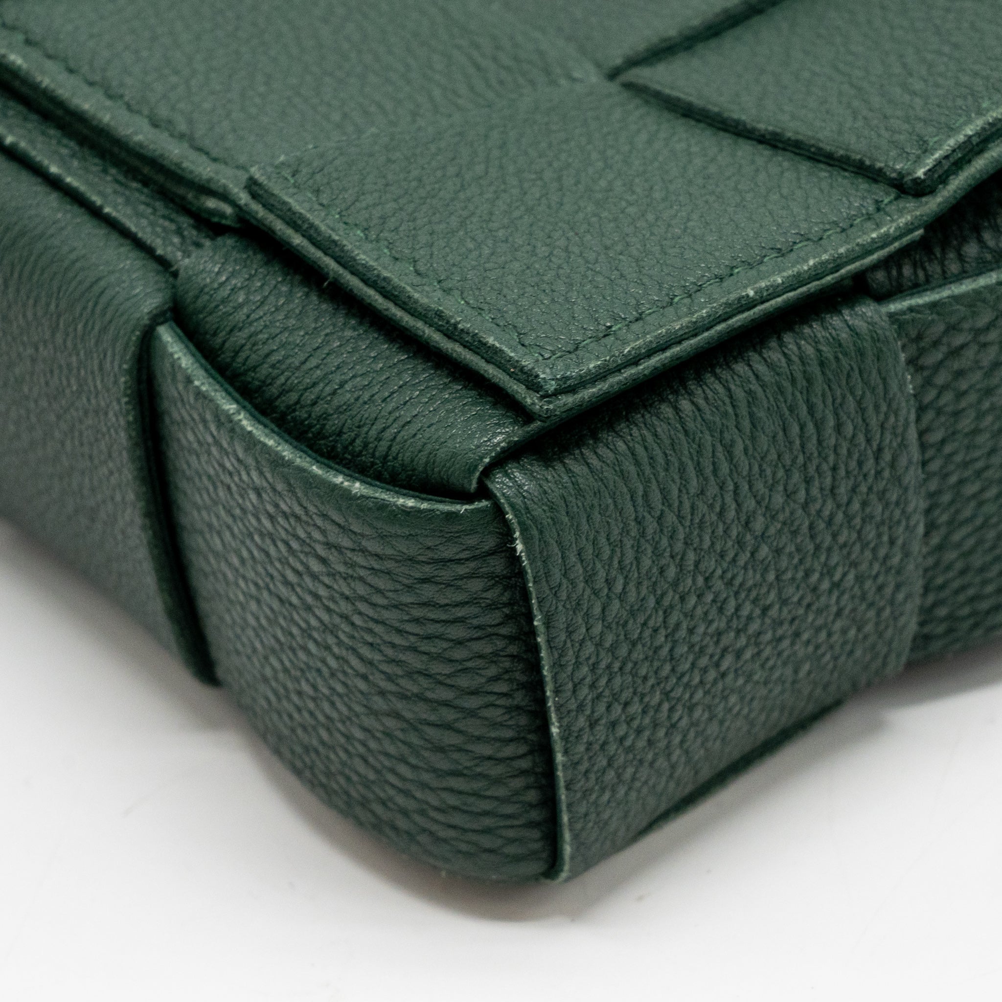 BOTTEGA VENETA SMALL CASSETTE BAG CHARM STRAP LIMITED EDITION CALFSKIN GREEN GHW