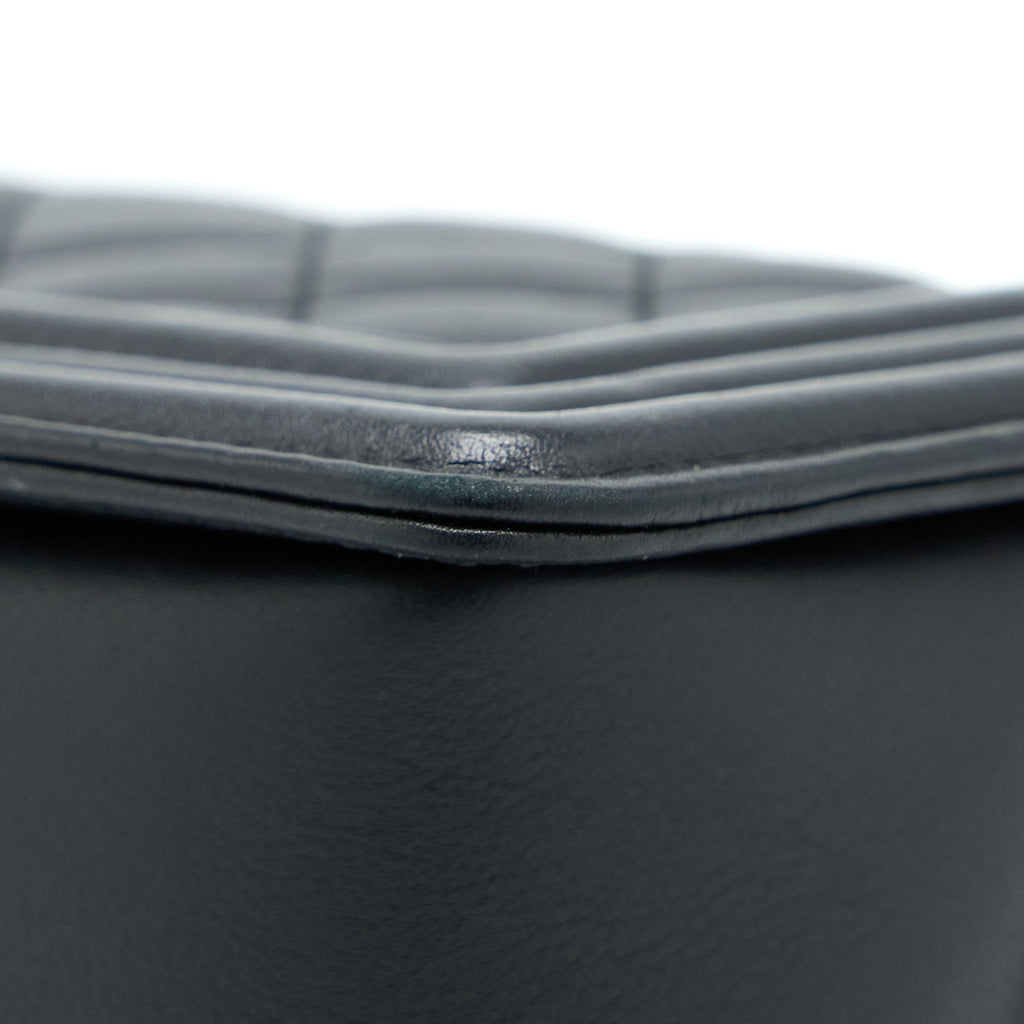 CHANEL SMALL BOY BAG CALFSKIN BLACK WITH RUTHENIUM HARDWARE