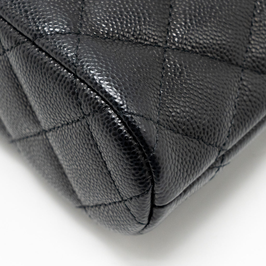 CHANEL CLASSIC CC CLUTCH WITH CHAIN CAVIAR BLACK LGHW (MICROCHIP)