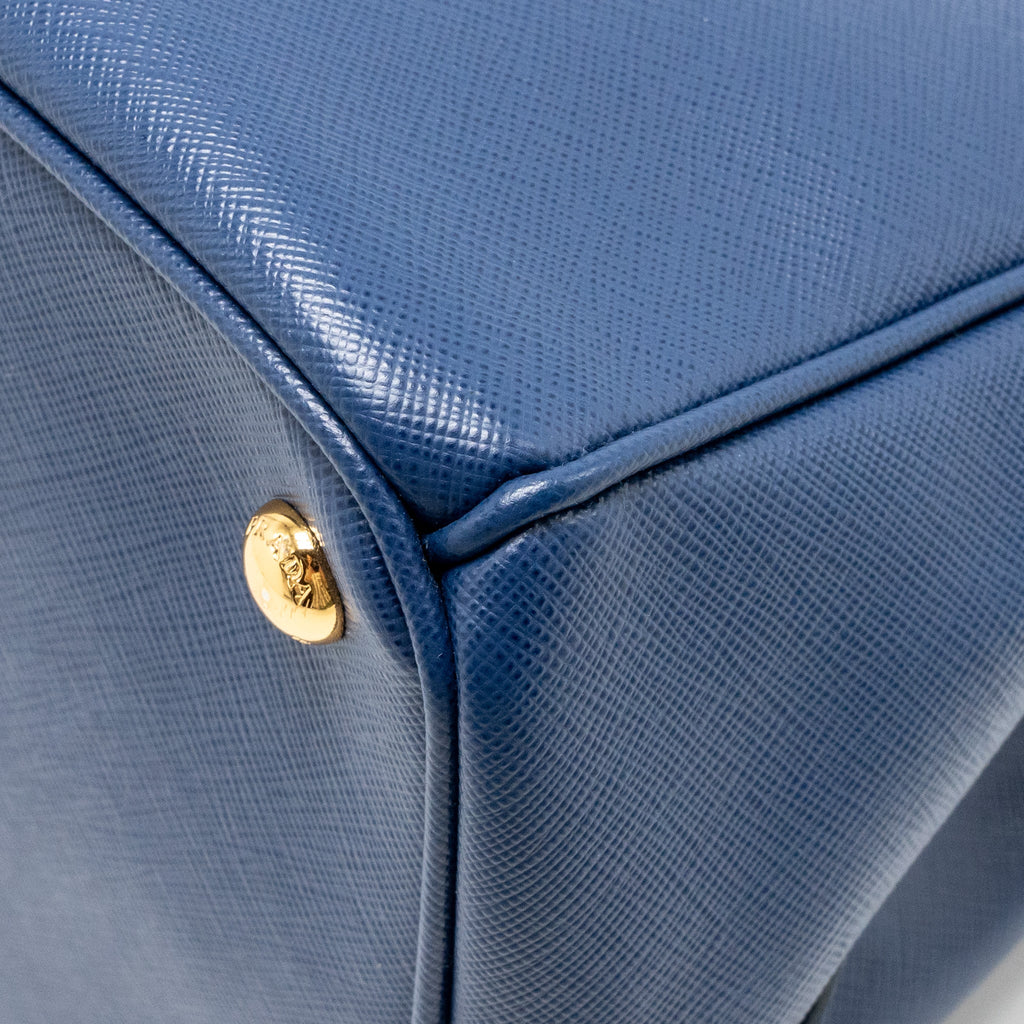 PRADA LARGE SAFFIANO TOTE BAG GALLERIA SAFFIANO LEATHER BLUETTE GHW