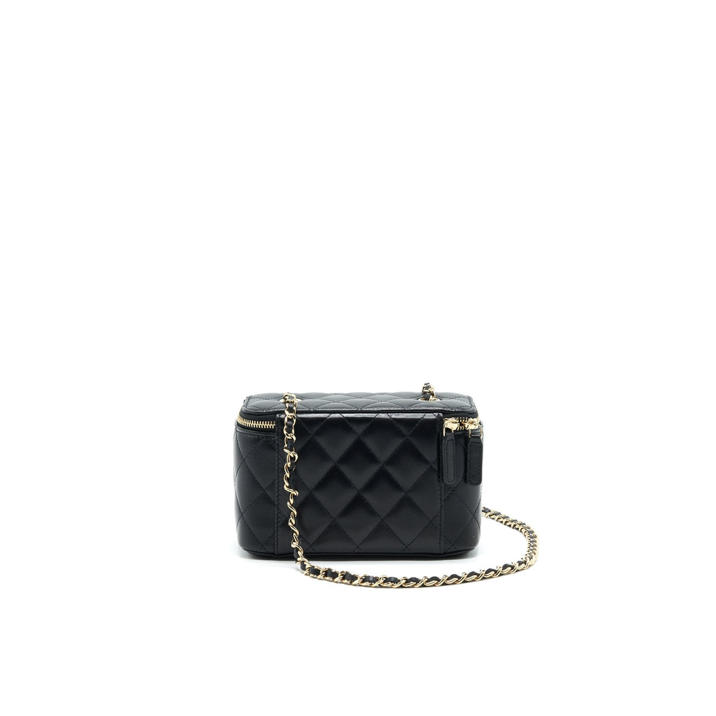 CHANEL LONG VANITY WITH CHAIN LAMBSKIN BLACK LGHW
