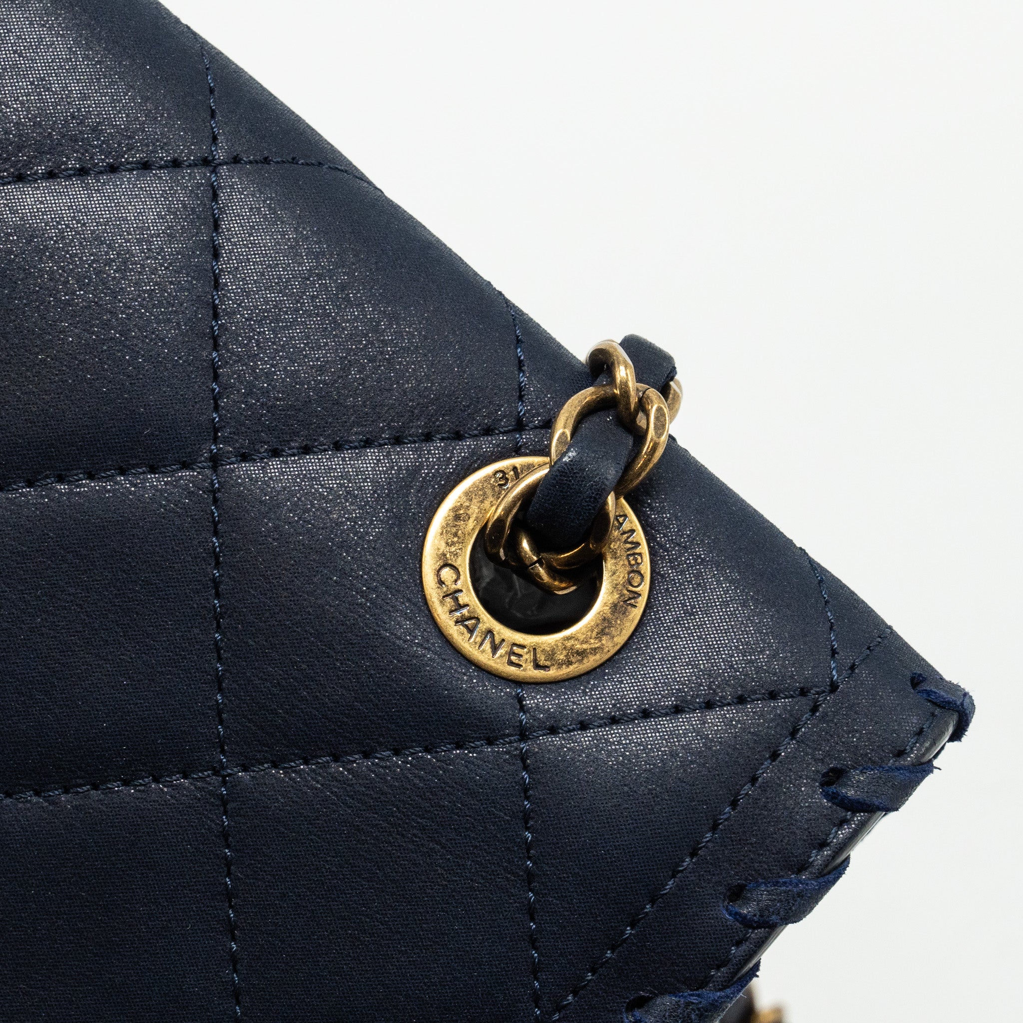 CHANEL SEASONAL FLAP BAG CALFSKIN NAVY GHW