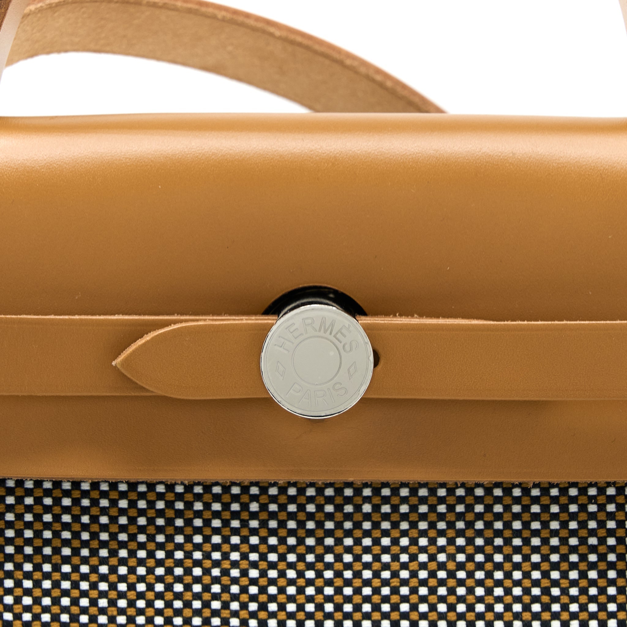 HERMES HERBAG 31 HUNTER/CANVAS NOIR-BLANC-DESERT/NAT SABLE SHW