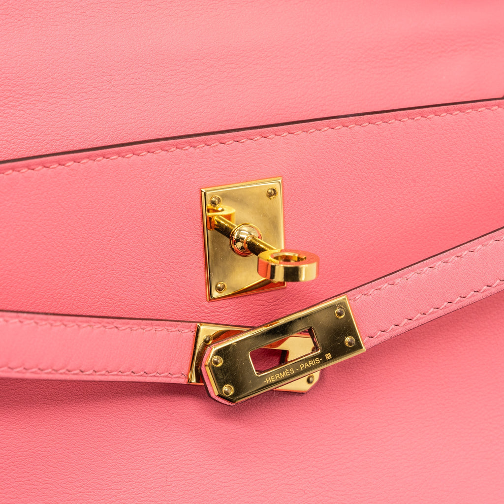 HERMES KELLY POCHETTE SWIFT ROSE AZALEE GHW