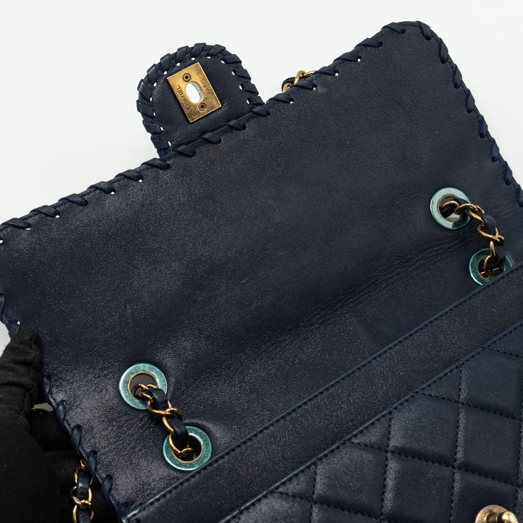CHANEL SEASONAL FLAP BAG CALFSKIN NAVY GHW