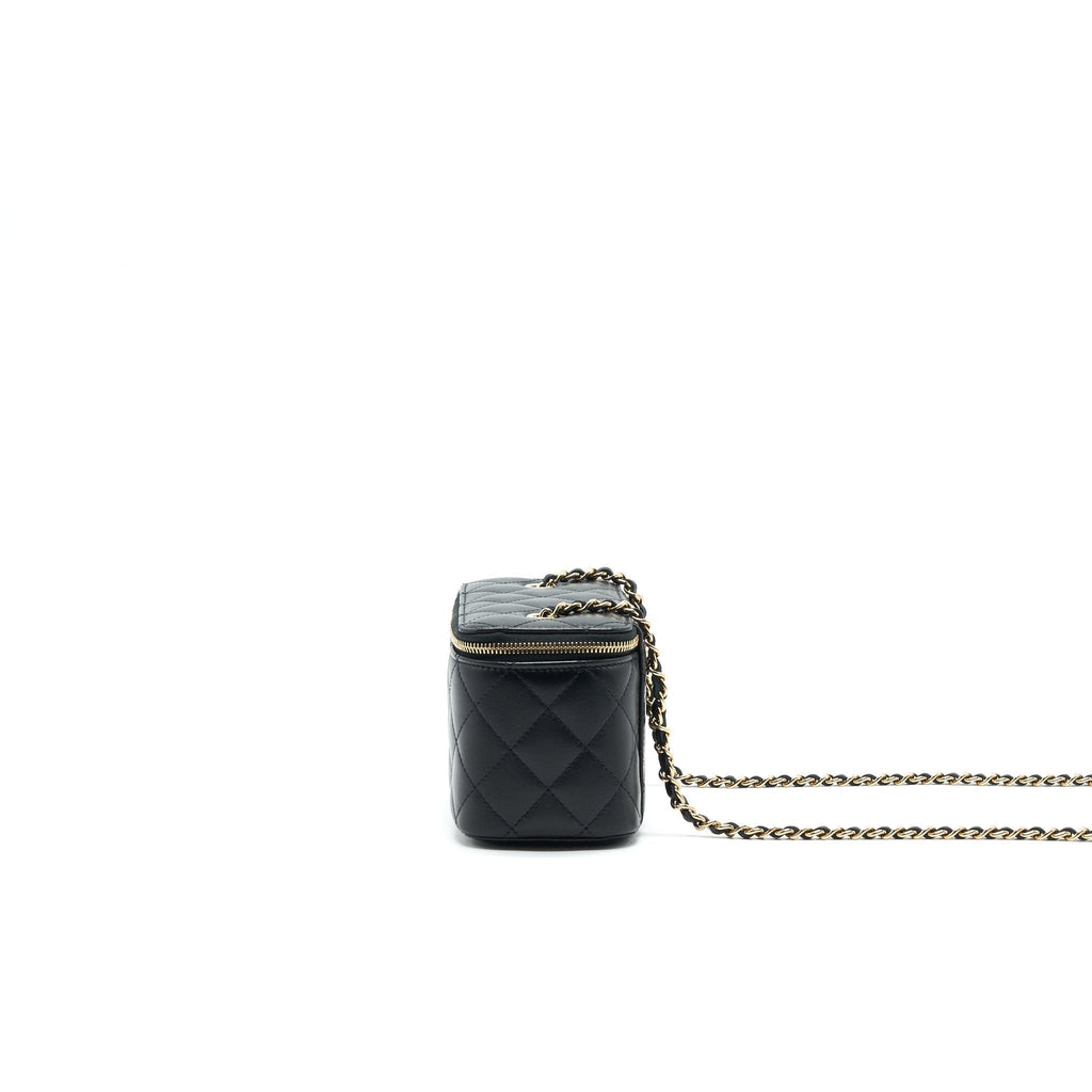 CHANEL LONG VANITY WITH CHAIN LAMBSKIN BLACK LGHW