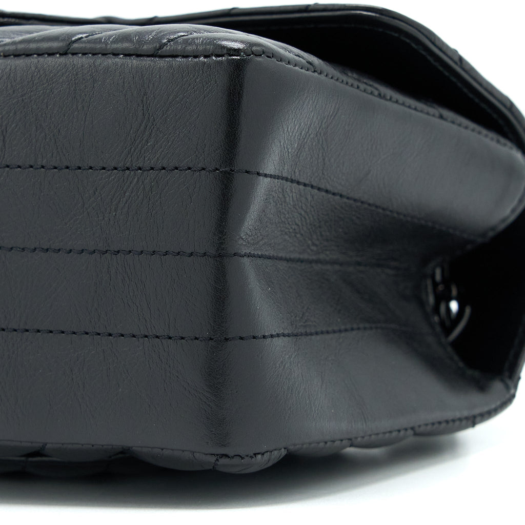 CHANEL MINI REISSUE 2.55 FLAP BAG CHEVRON AGED CALFSKIN SO BLACK