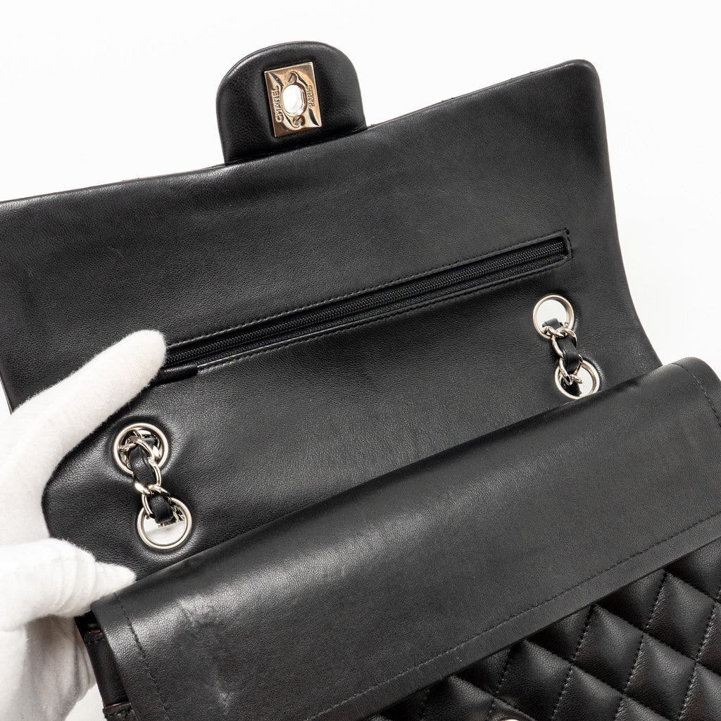 CHANEL MEDIUM CLASSIC DOUBLE FLAP BAG LAMBSKIN BLACK SHW