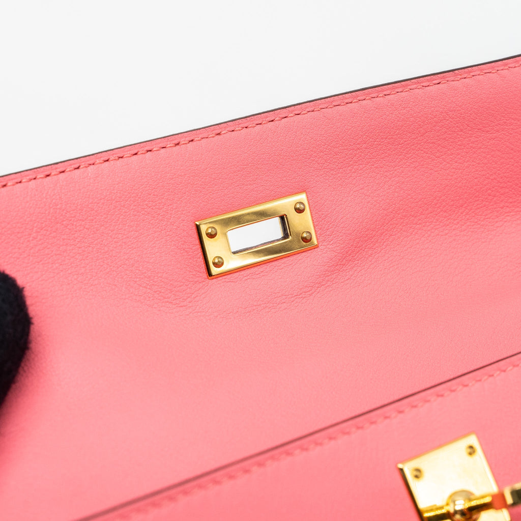 HERMES KELLY POCHETTE SWIFT ROSE AZALEE GHW