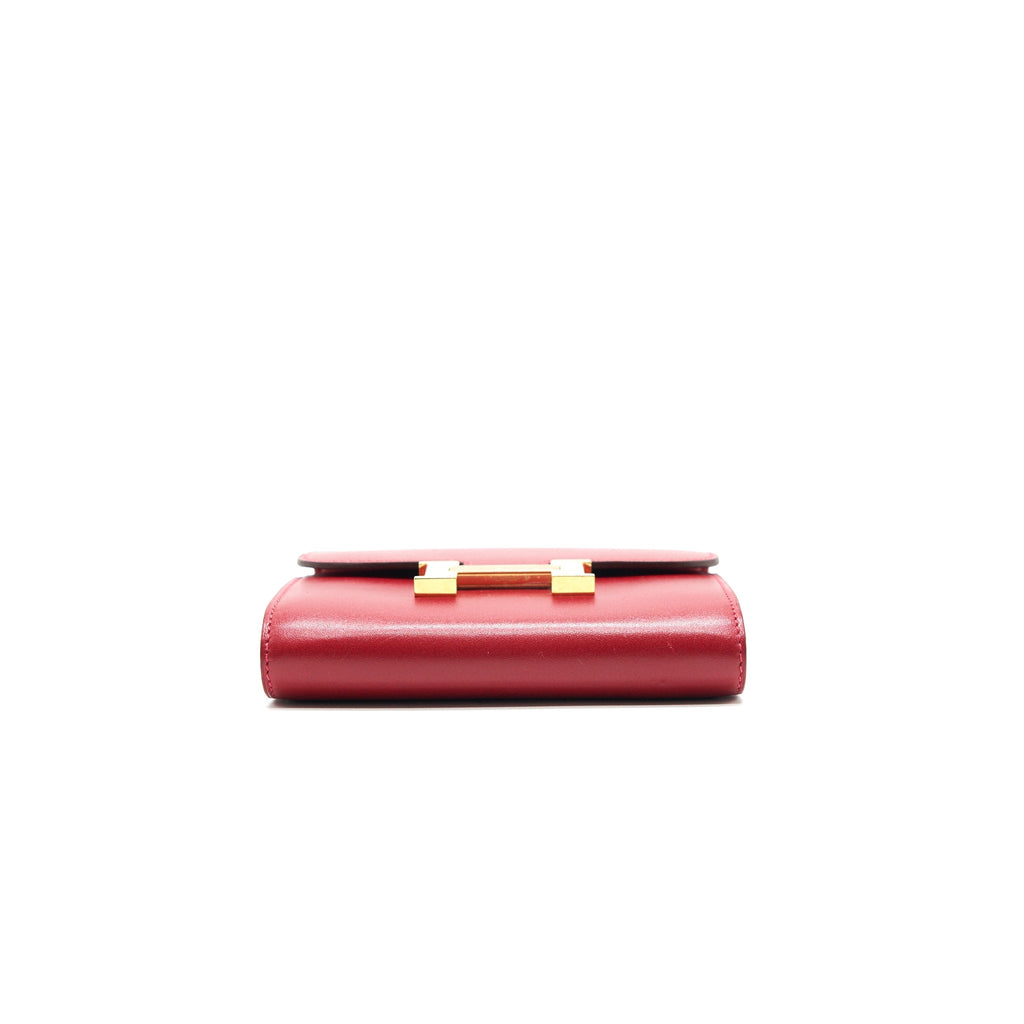 HERMES MINI CONSTANCE WALLET RED WITH GHW