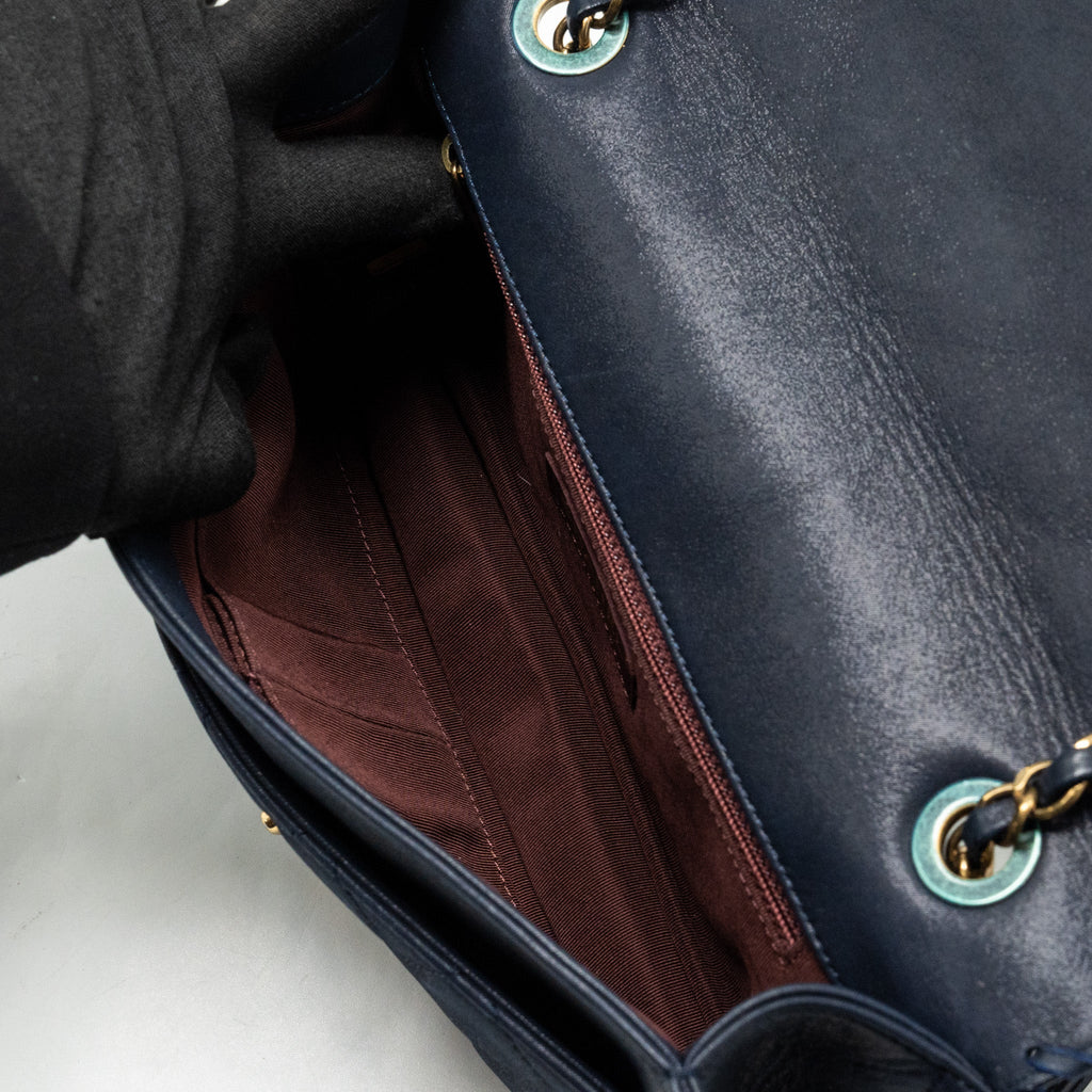 CHANEL SEASONAL FLAP BAG CALFSKIN NAVY GHW