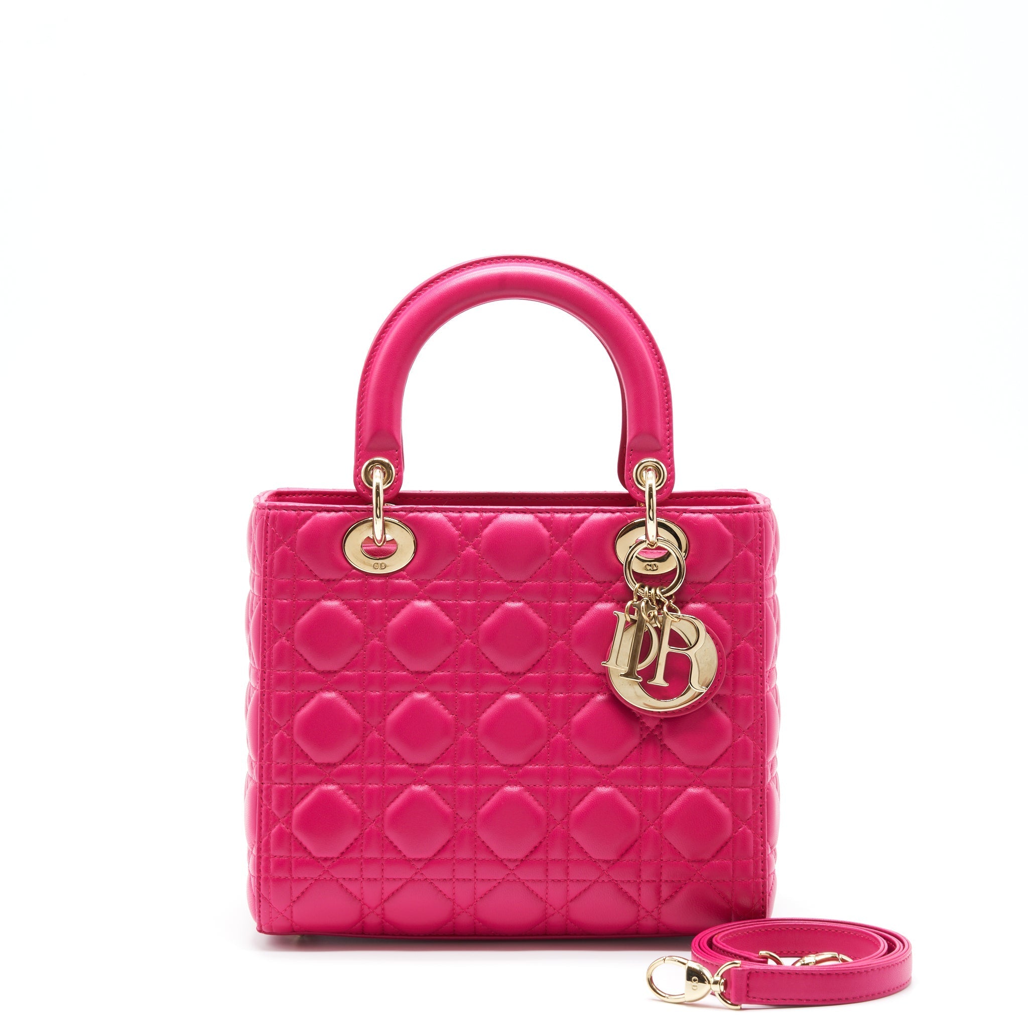 DIOR LADY DIOR MEDIUM LAMBSKIN PINK GHW