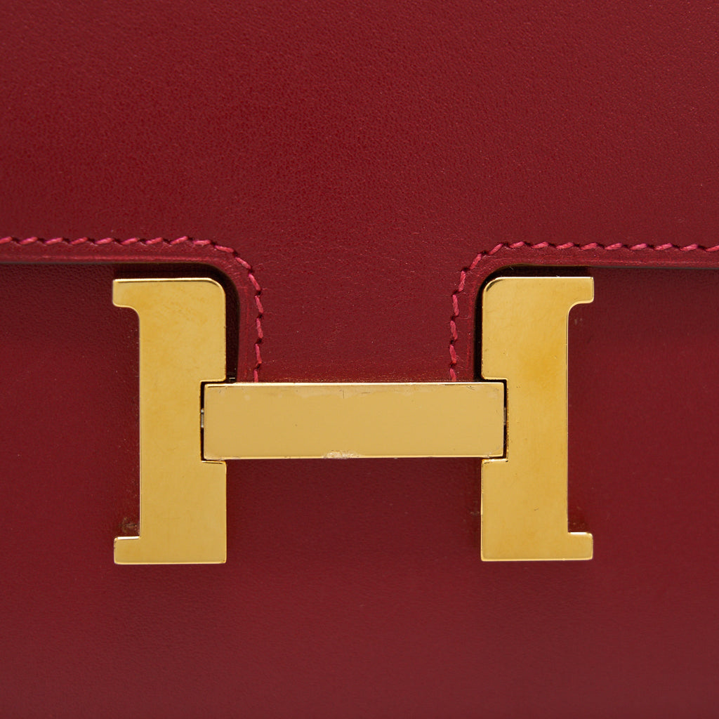 HERMES MINI CONSTANCE WALLET RED WITH GHW