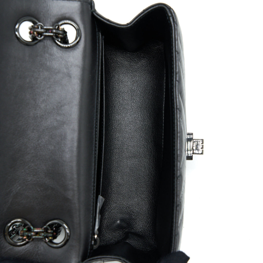 CHANEL MINI REISSUE 2.55 FLAP BAG CHEVRON AGED CALFSKIN SO BLACK