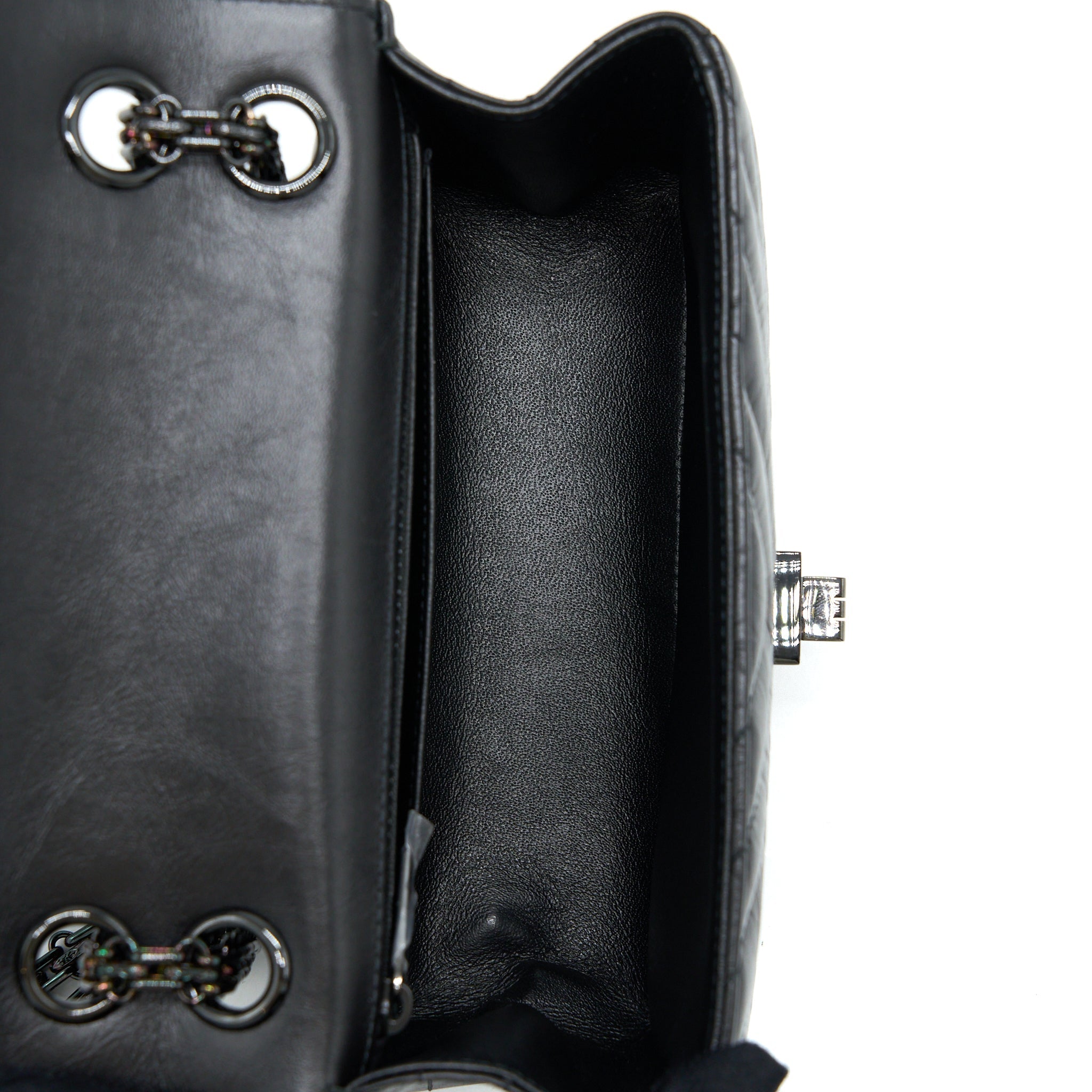 CHANEL MINI REISSUE 2.55 FLAP BAG CHEVRON AGED CALFSKIN SO BLACK