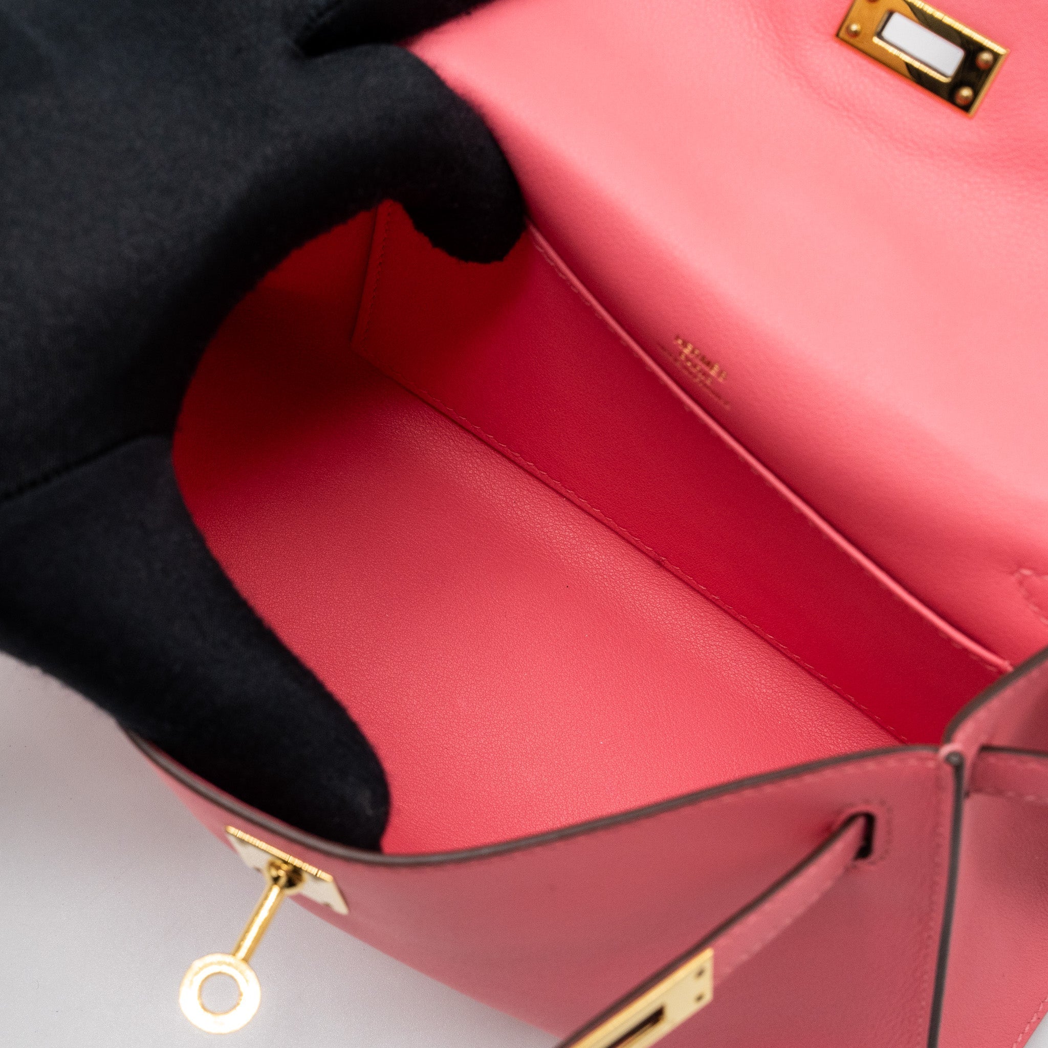 HERMES KELLY POCHETTE SWIFT ROSE AZALEE GHW