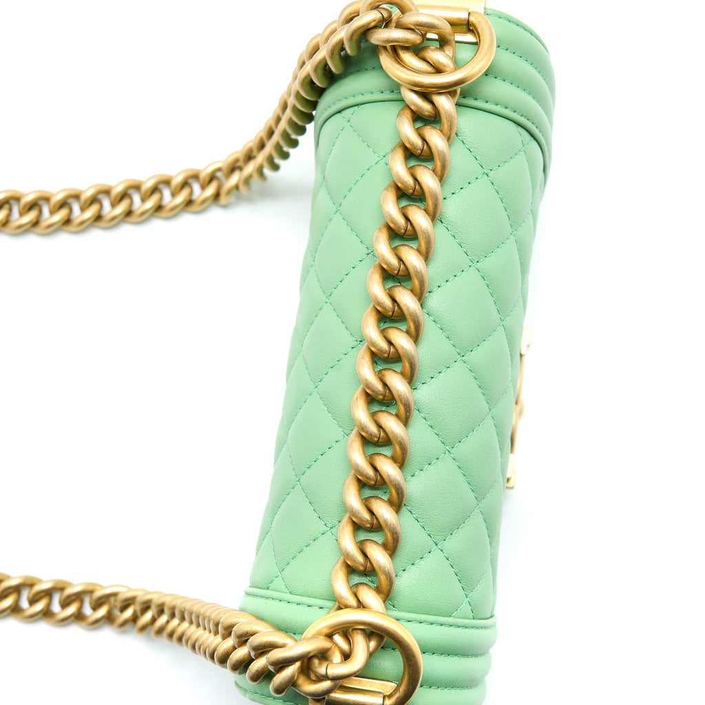 CHANEL SMALL BOY BAG CALFSKIN GREEN GHW