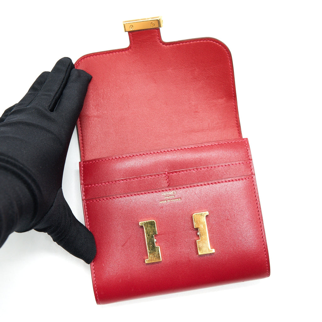 HERMES MINI CONSTANCE WALLET RED WITH GHW