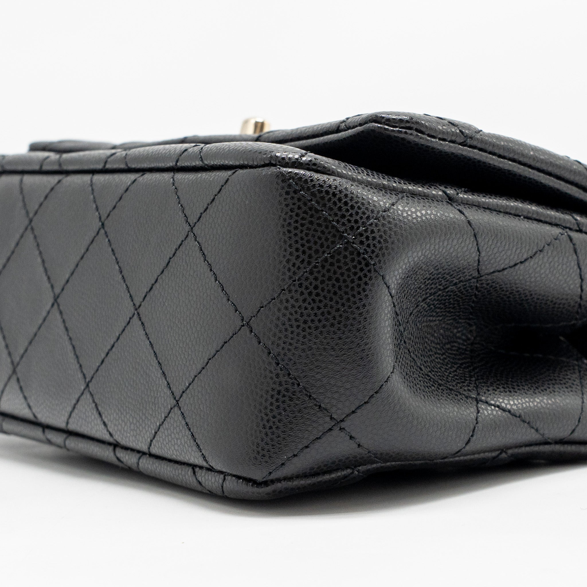 CHANEL 25S MINI COCO CRUSH HANDLE BAG CAVIAR BLACK LGHW (MICROCHIP)