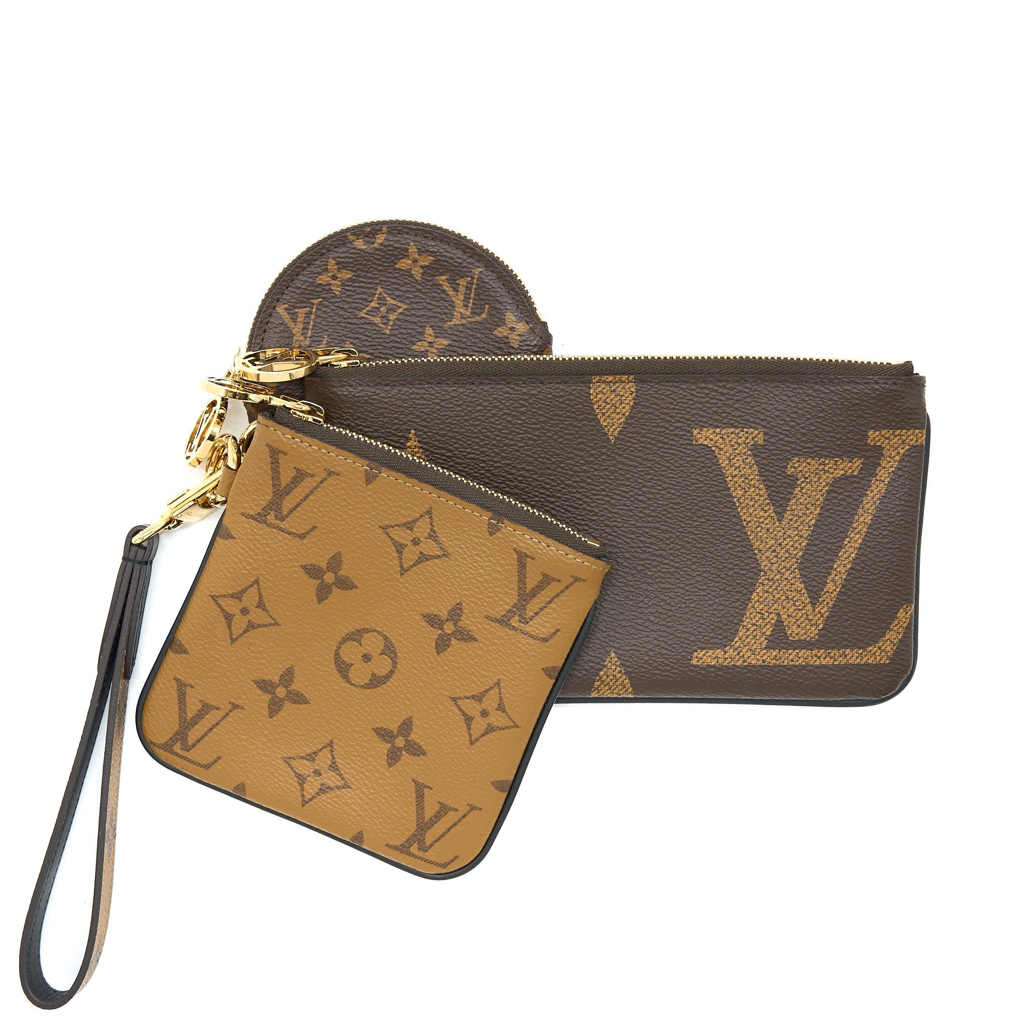 LOUIS VUITTON TRIO POUCH M68756 MONOGRAM REVERSE GHW