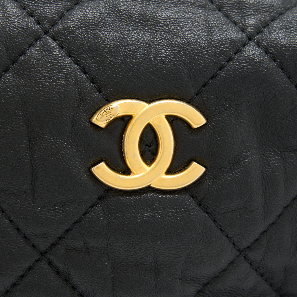CHANEL HOBO CROSSBODY BAG LAMBSKIN BLACK GHW
