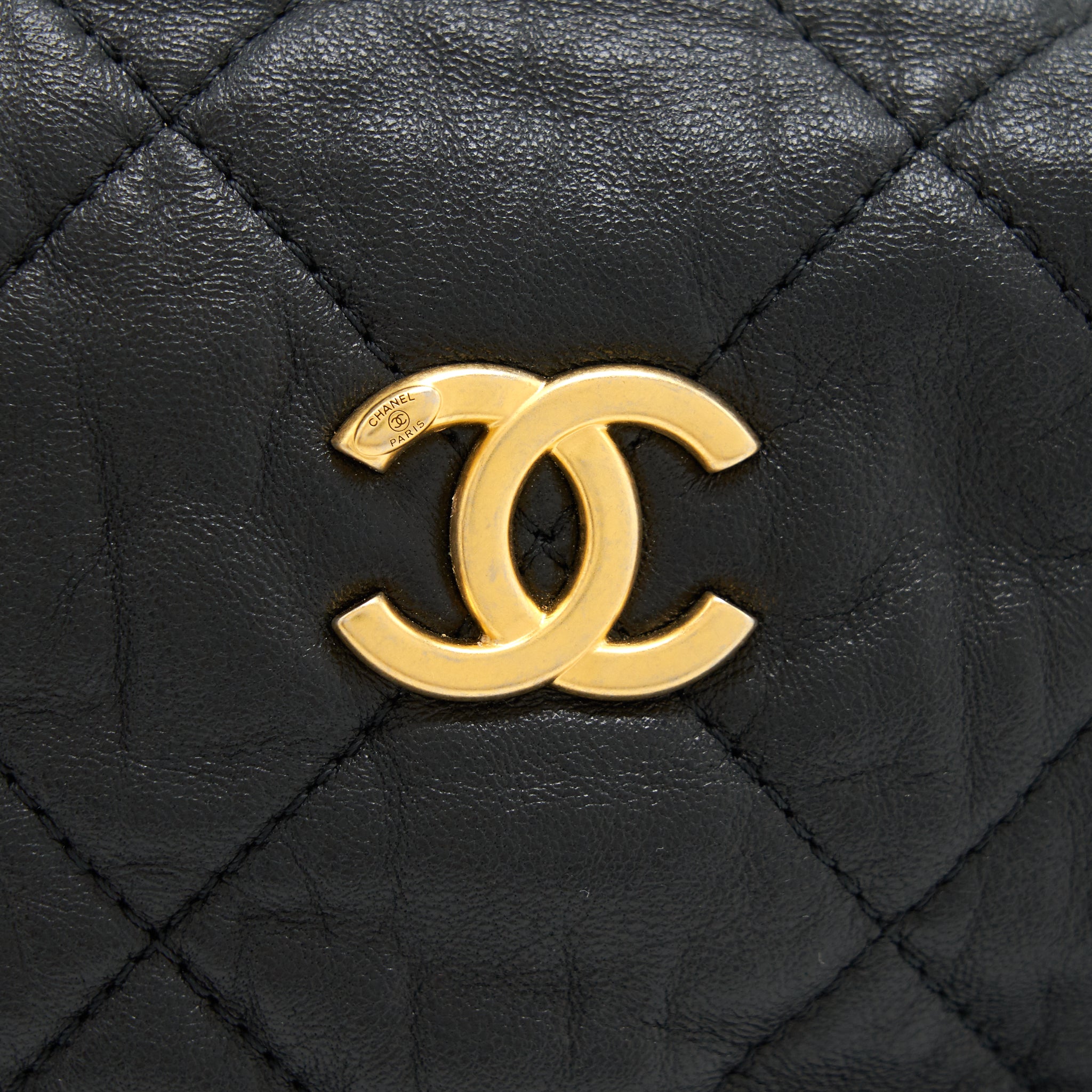CHANEL HOBO CROSSBODY BAG LAMBSKIN BLACK GHW