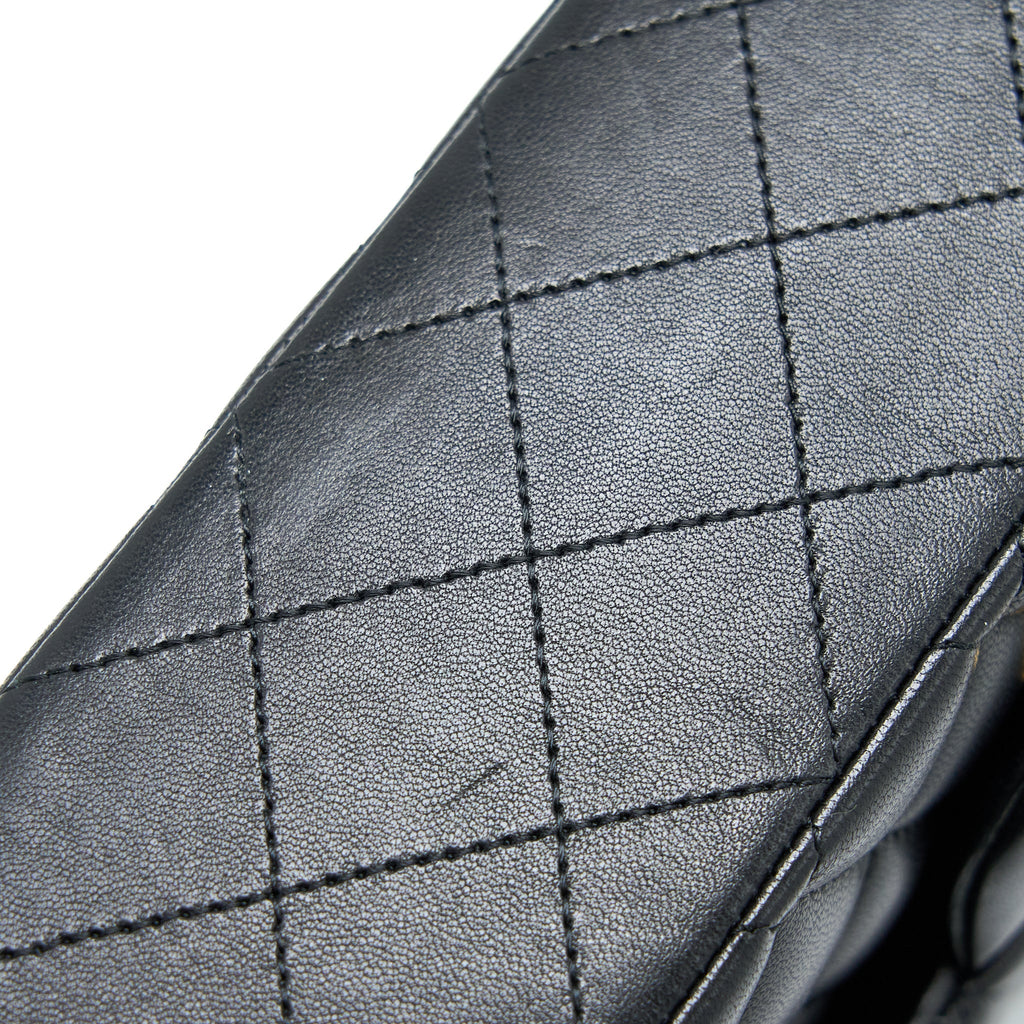 CHANEL MEDIUM CLASSIC DOUBLE FLAP BAG LAMBSKIN BLACK GHW