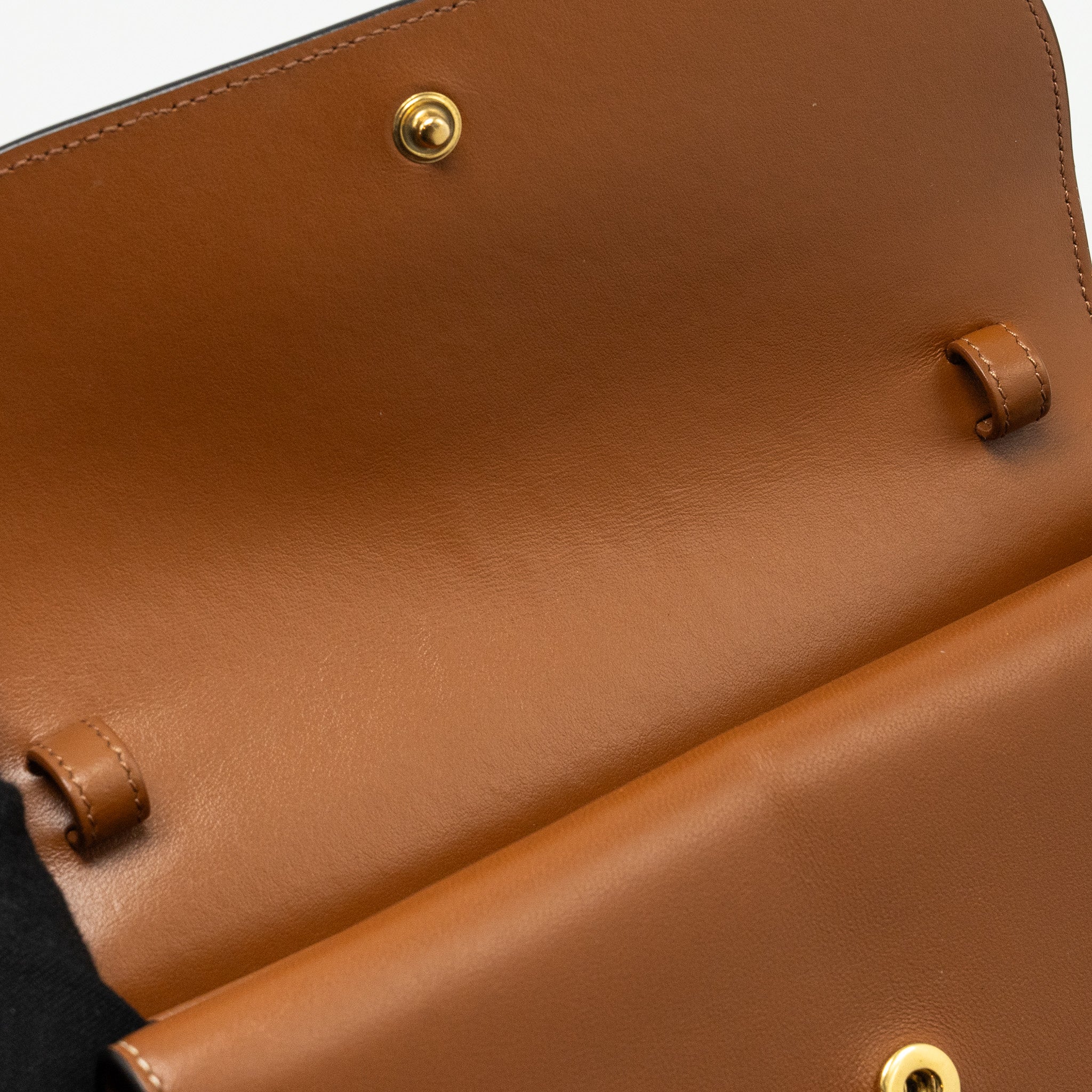 CELINE WALLET ON STRAP TRIOMPHE CANVAS/SMOOTH LAMBSKIN TAN GHW